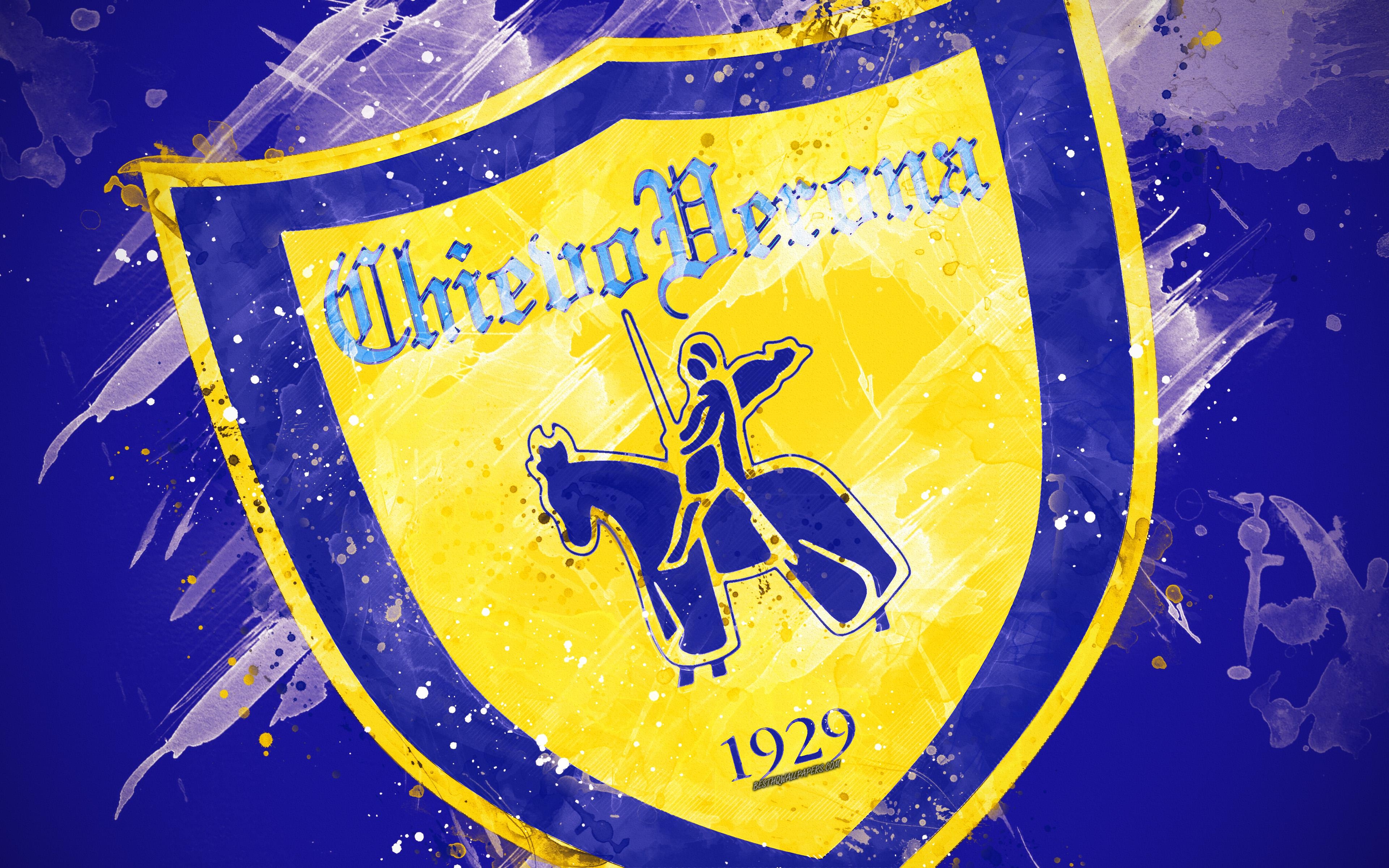 3840x2400 Download wallpaper AC Chievo Verona, 4k, paint art, creative, Desktop