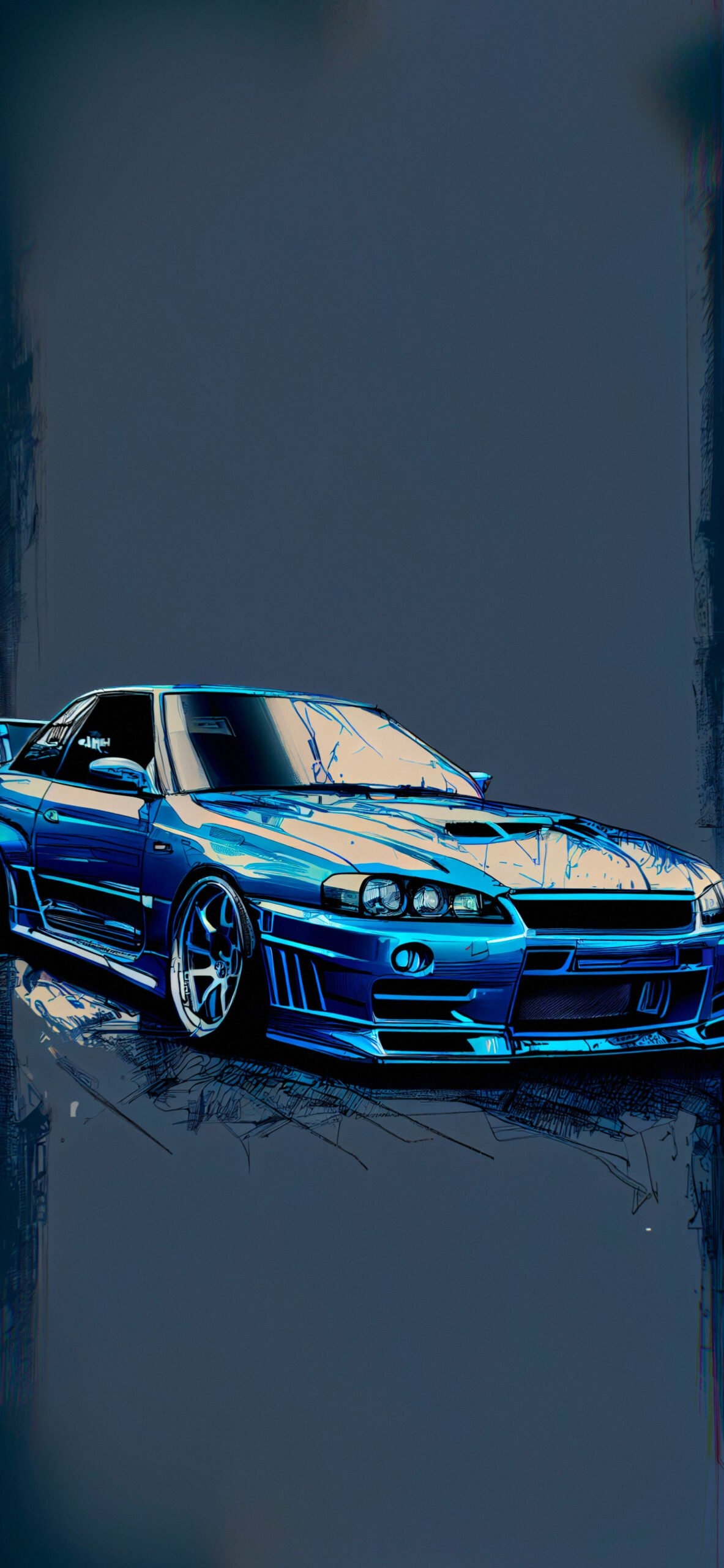 1190x2560 Nissan Skyline R34 Blue Wallpaper, Phone