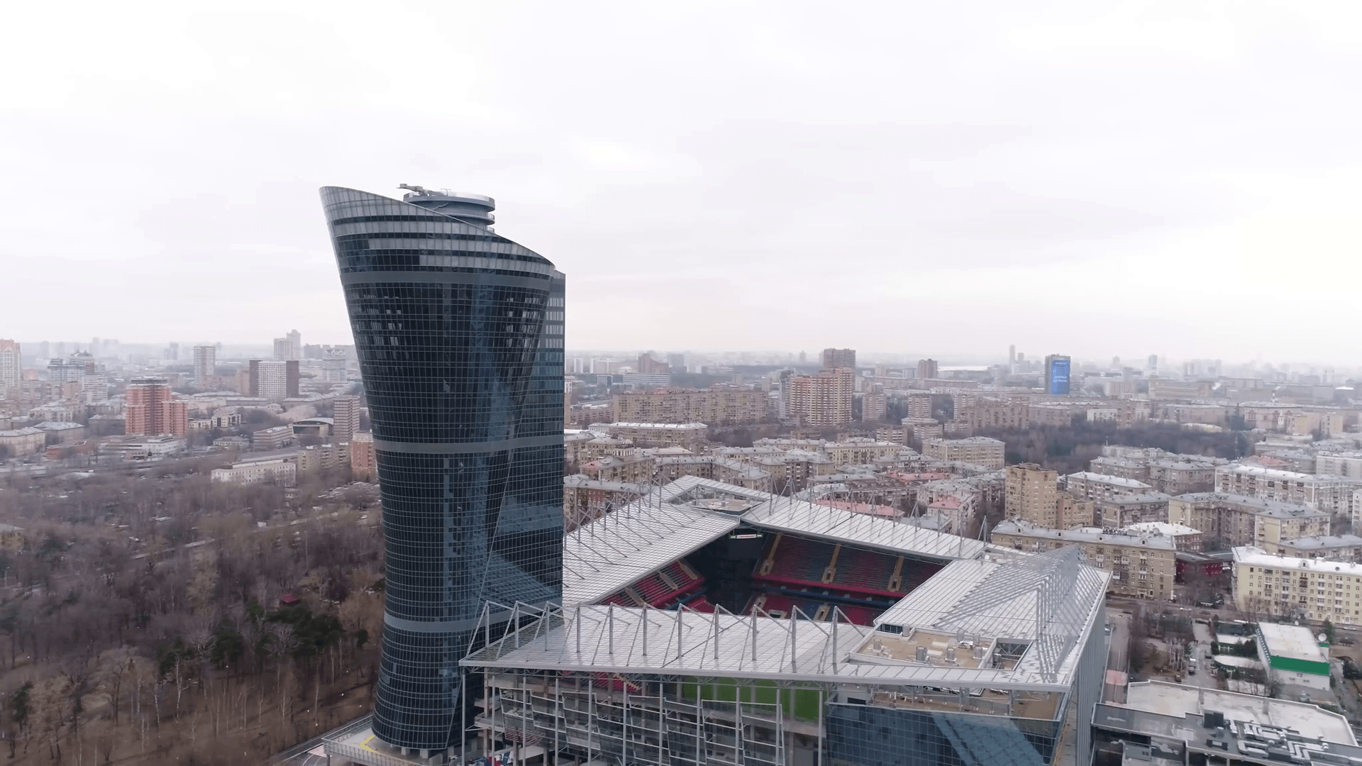 1920x1080 Aerial View Of Moscow And The Cska Football Stadium Stock Video, Desktop