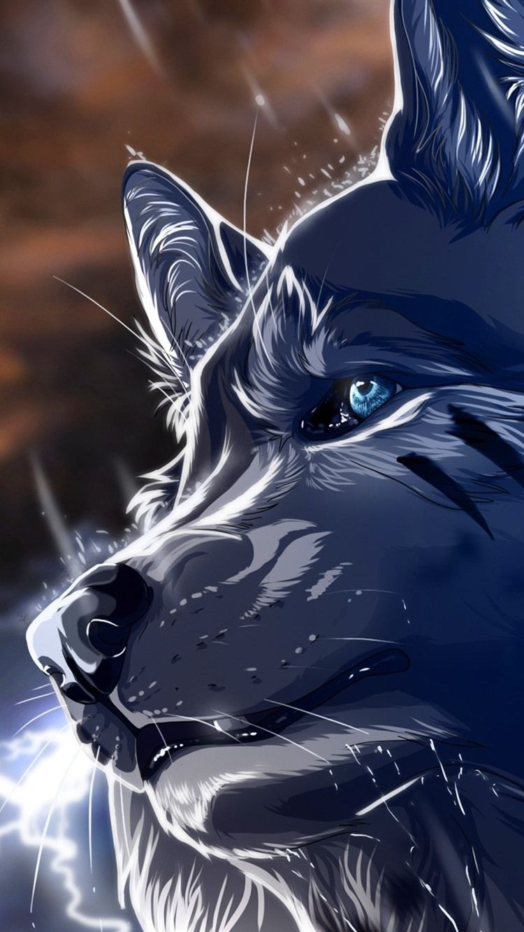 750x1340 Wolf, Blue Eyes, Lightning, Art Picture  IPhone 8 7 6 6S, Phone