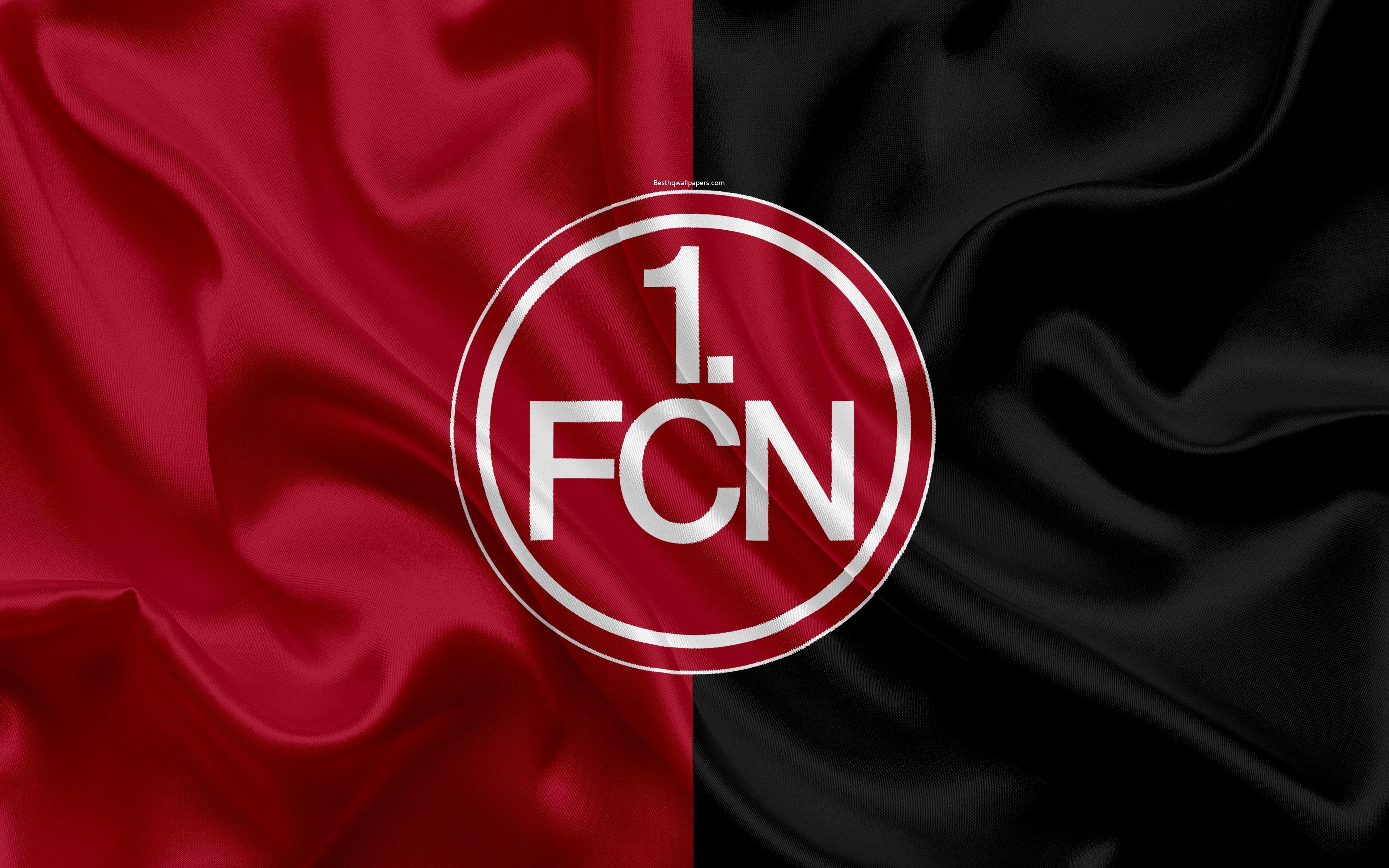 3840x2400 Download wallpaper FC Nurnberg, 4k, burgundy gray silk flag, German, Desktop