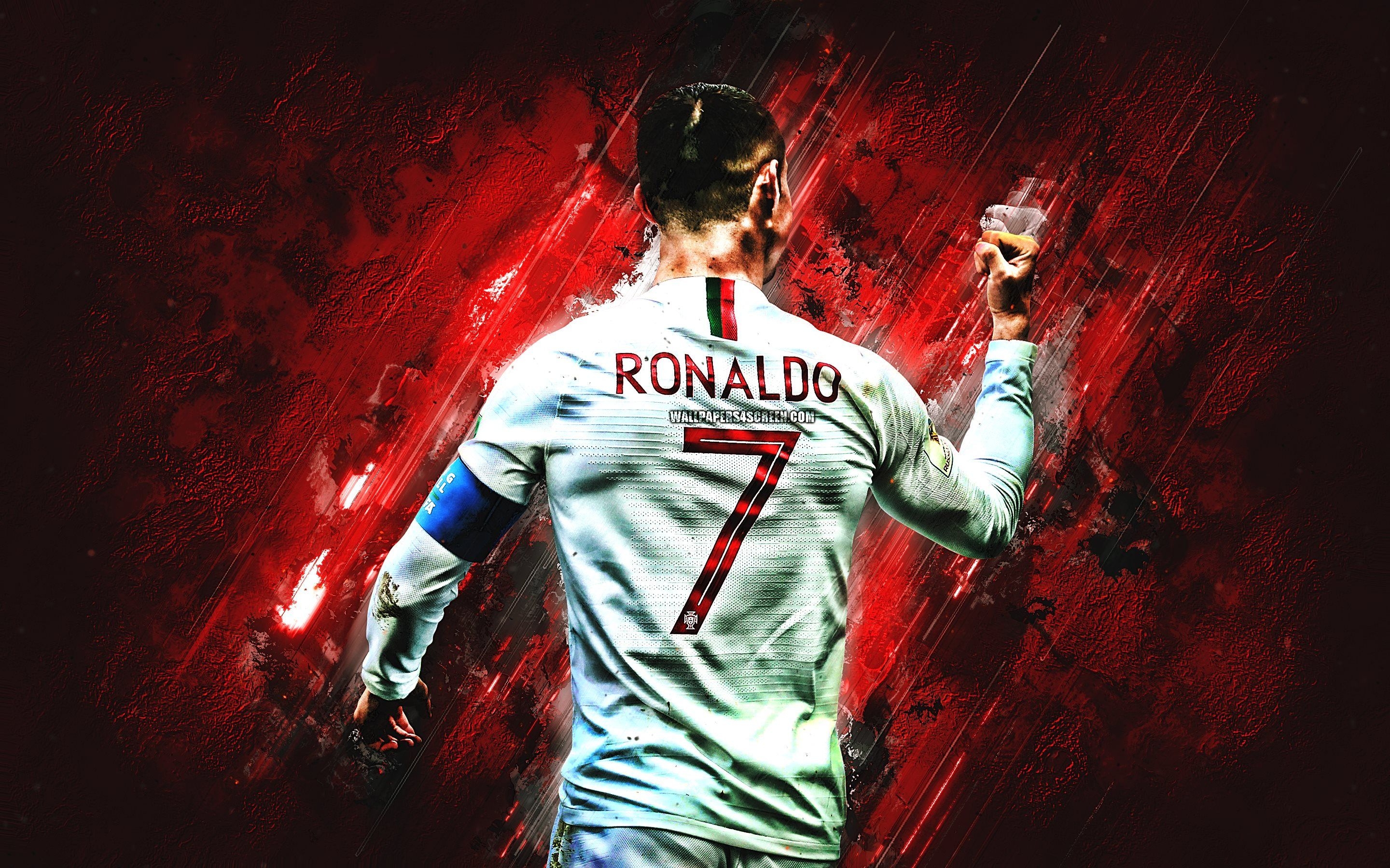 2880x1800 Download wallpaper Cristiano Ronaldo, CR grunge, Portugal, Desktop