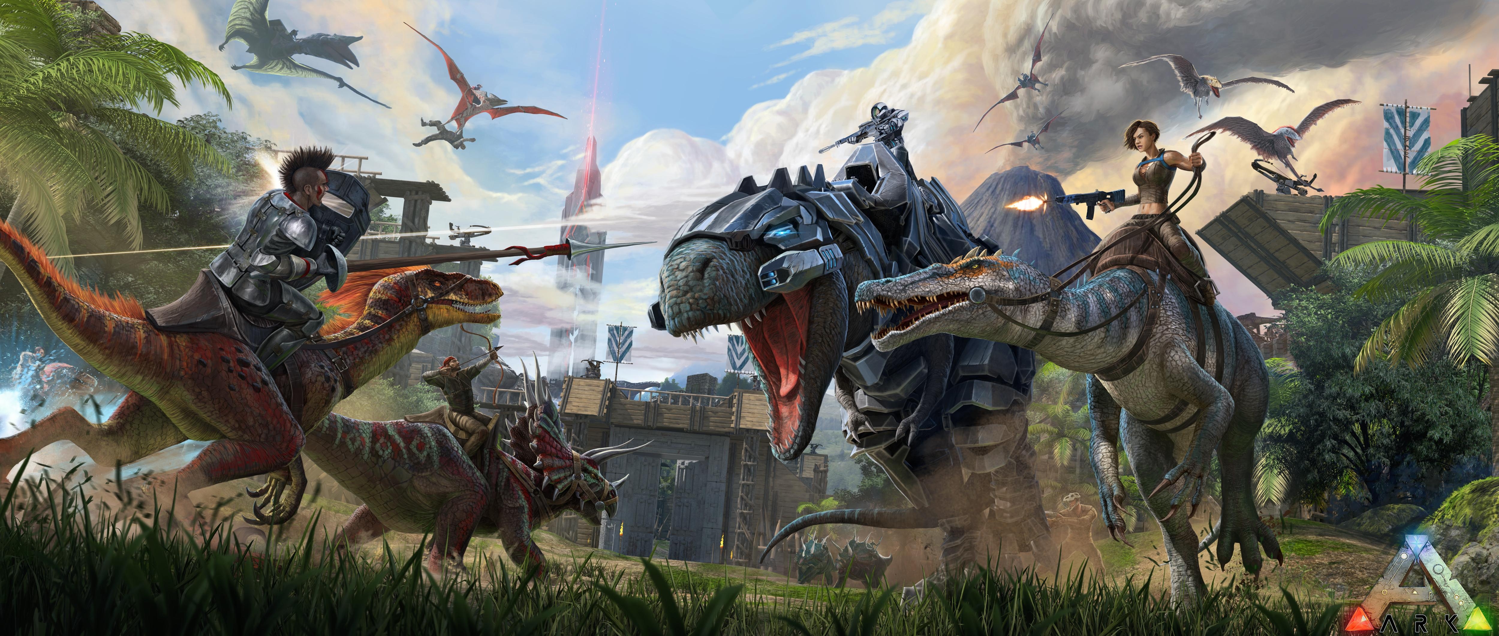 5000x2130 ARK: Survival Evolved Keyart Launch Wallpaper, Dual Screen