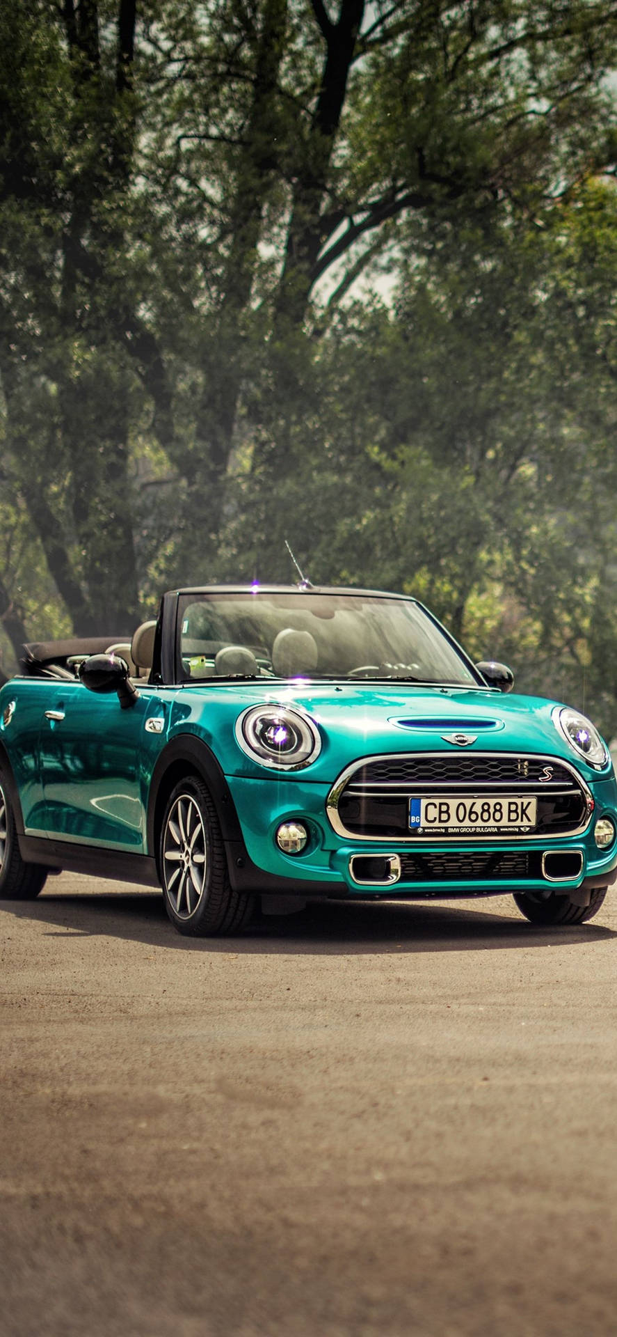 890x1920 Download iPhone X Car Teal Mini Cooper Wallpaper, Phone