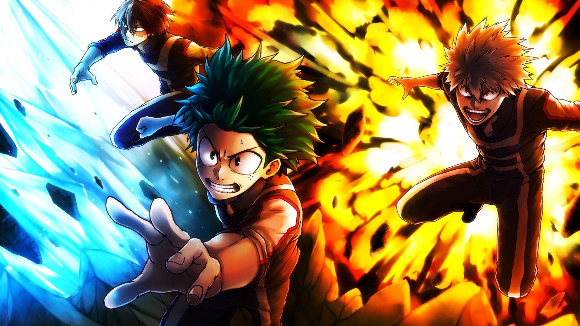 1920x1080 Boku no Hero Academia, Izuku Midoriya, Katsuki Bakugou, Shouto, Desktop