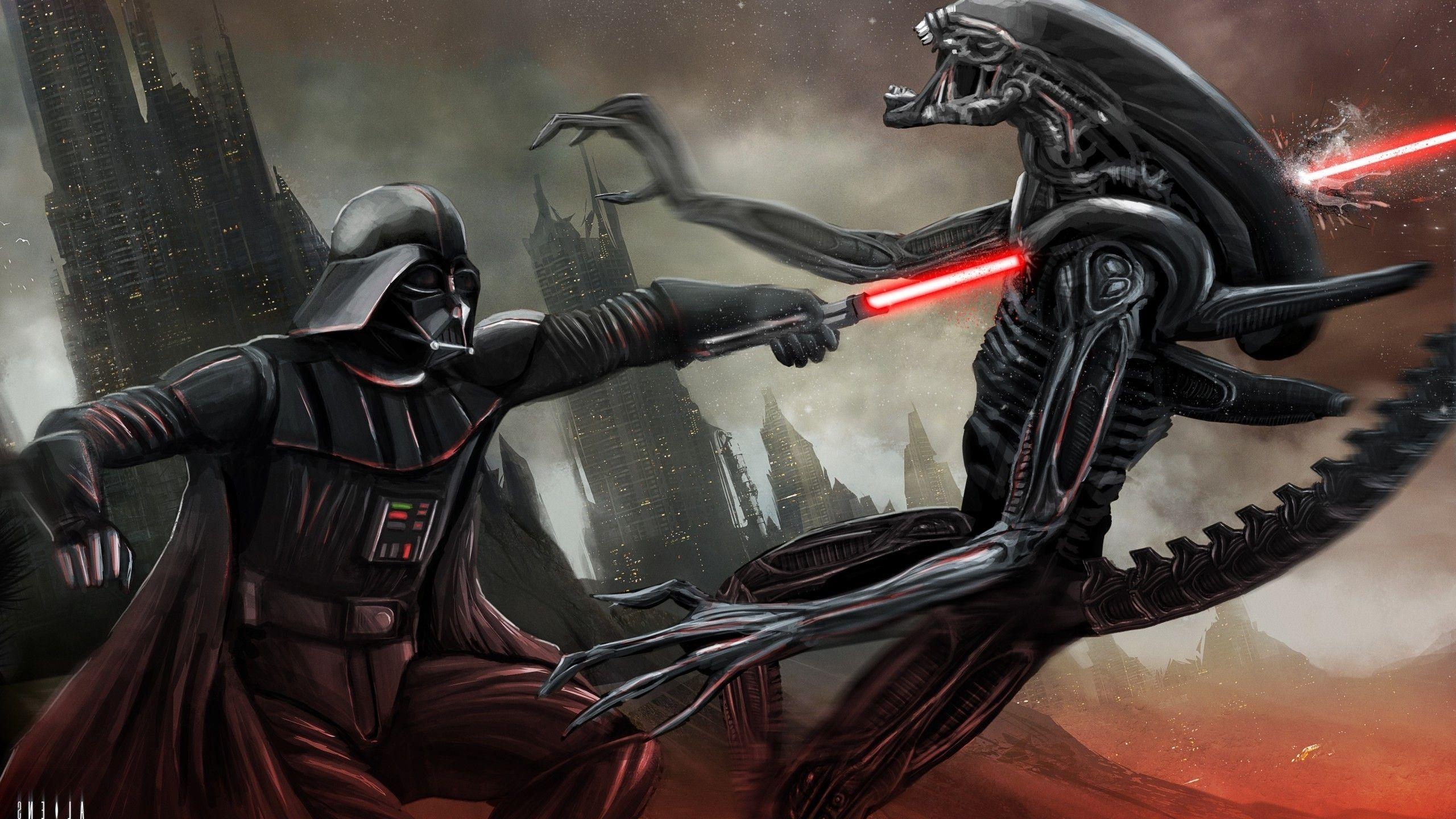 2560x1440 Star Wars, Crossover, Aliens, Movies, Fantasy Art, Digital Art, Desktop