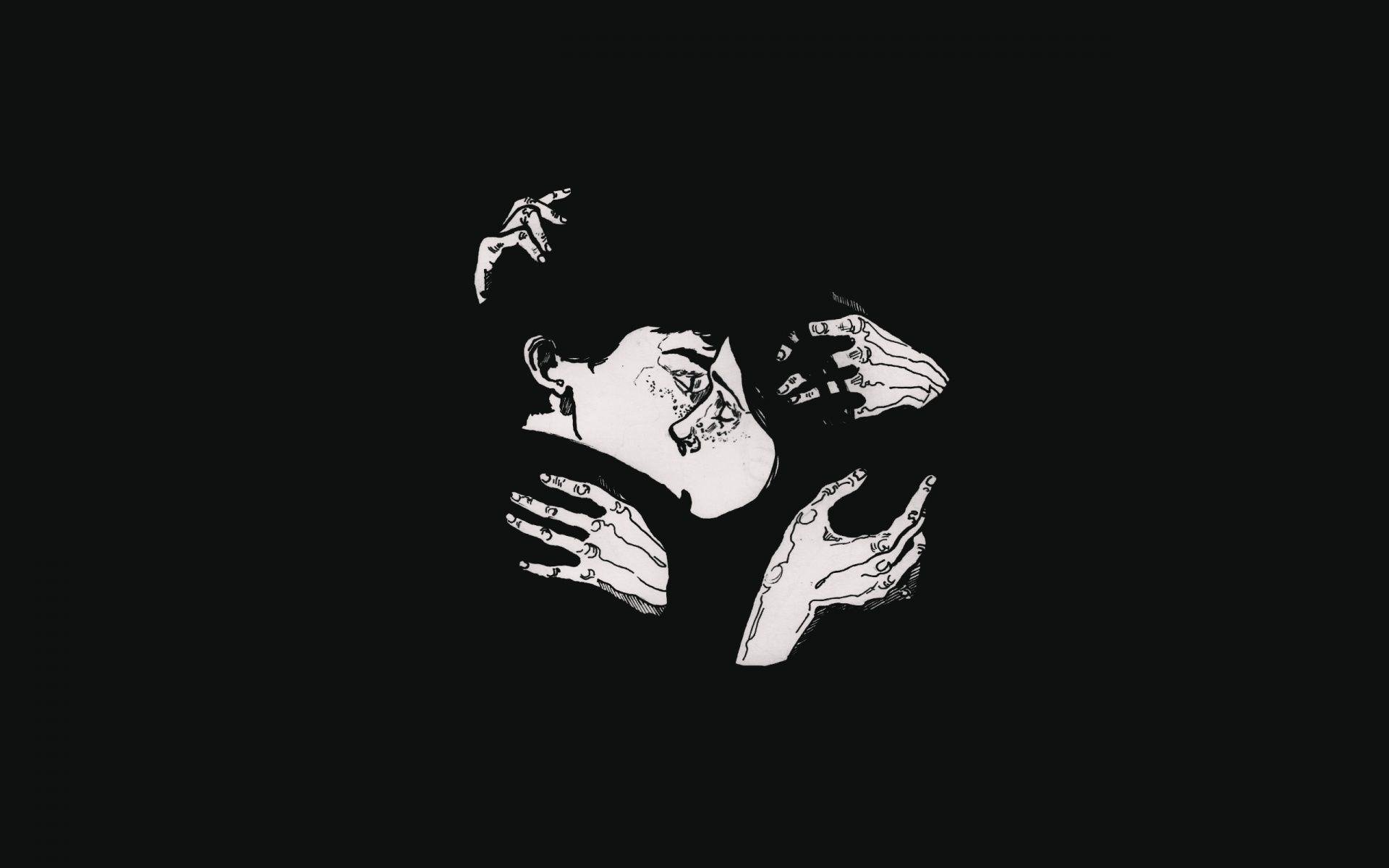 1920x1200 Boy Girl Black Kiss Minimalism Wallpaper, Desktop