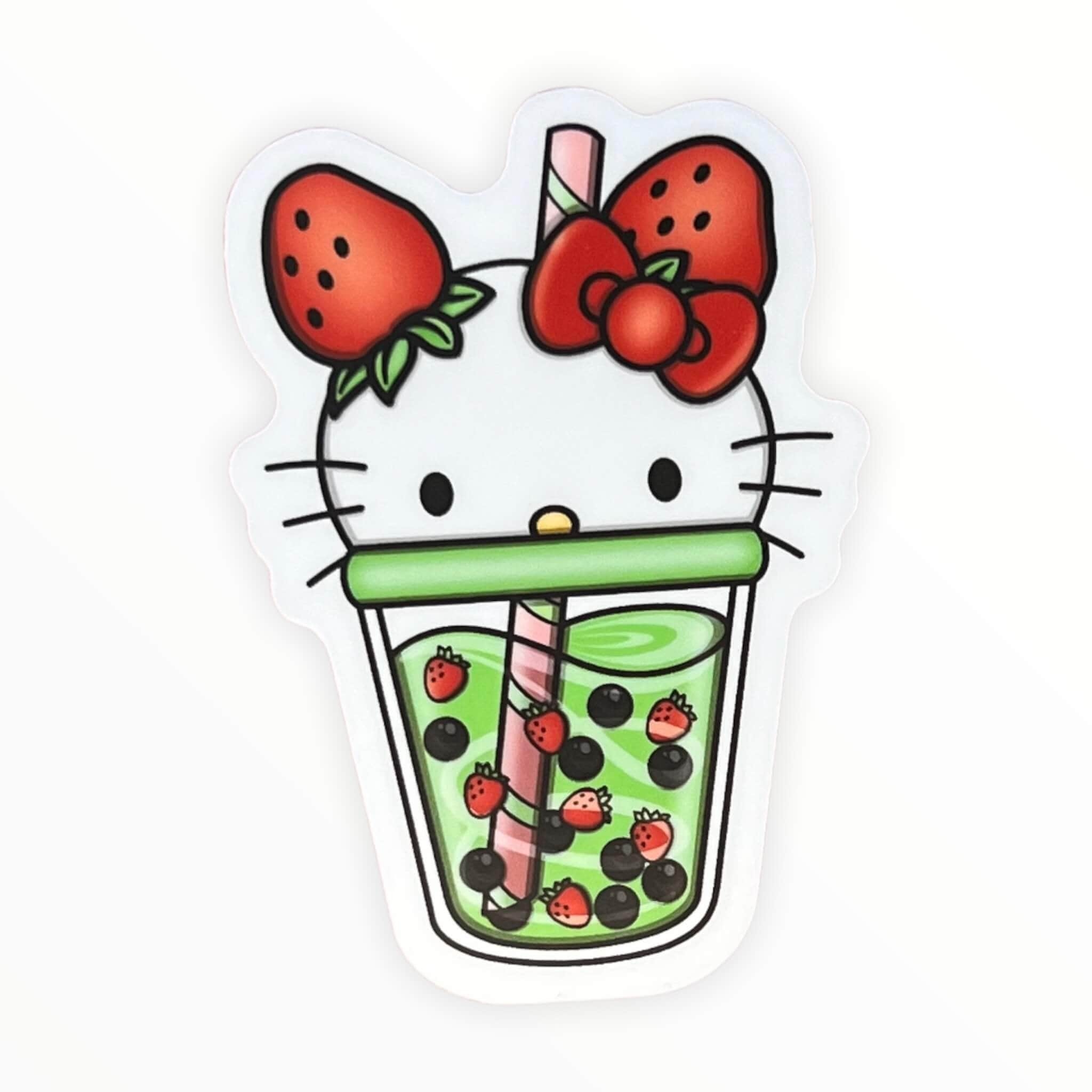 2050x2050 Cute Strawberry Kitty Boba Sticker 270, Phone