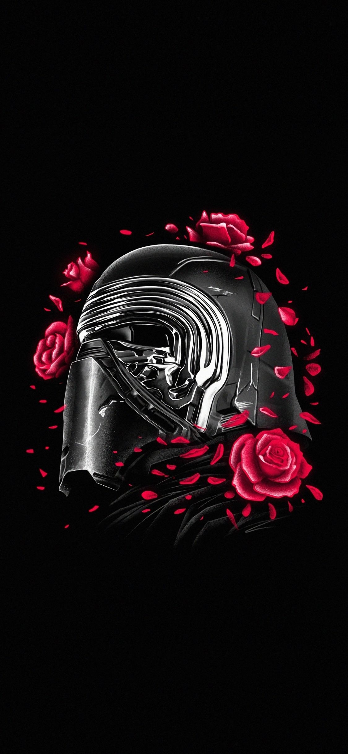 1130x2440 Kylo Ren, Helmet And Roses, Star Wars, Minimal, Wallpaper, Phone