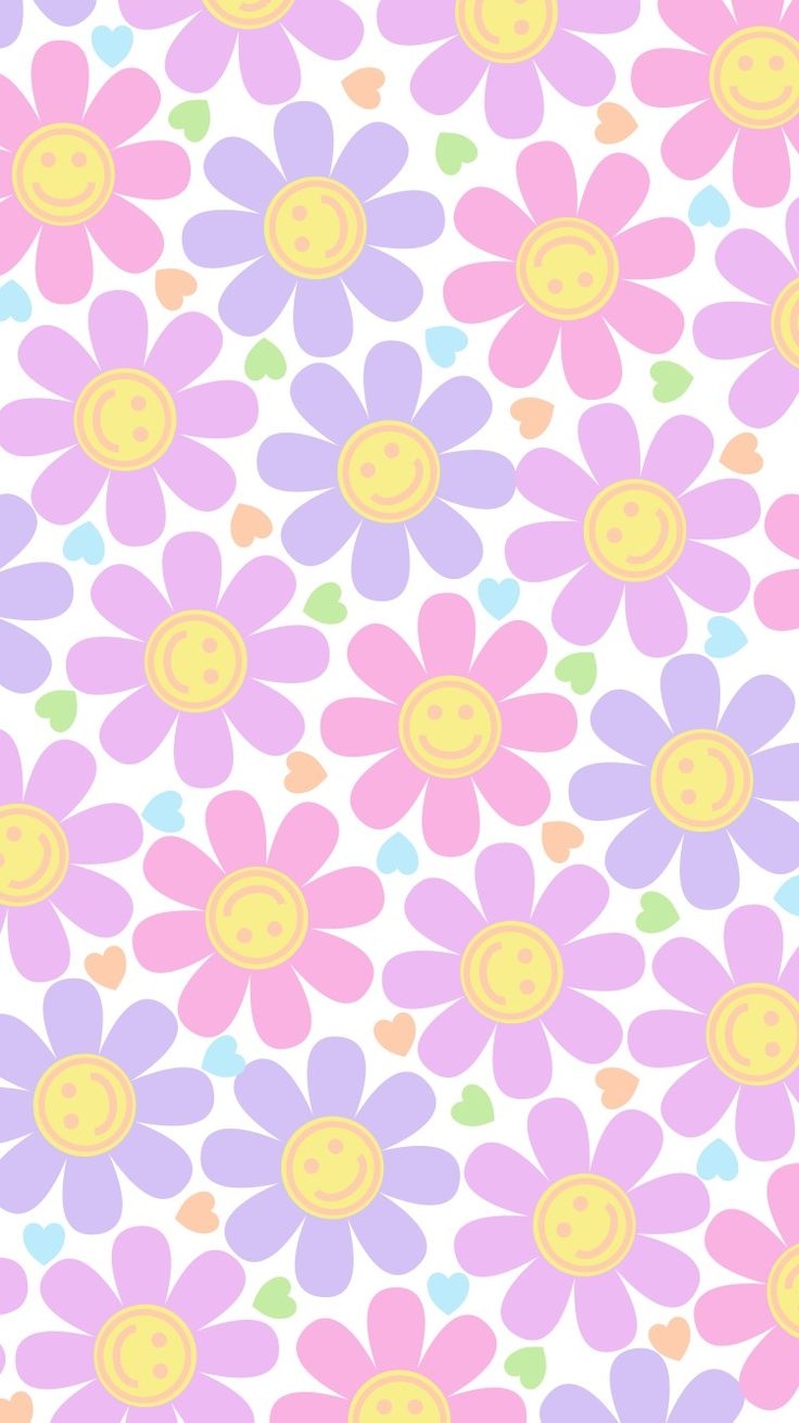 740x1310 Phone wallpaper, background, lock screen. ' smiley face flower pattern ' (2). Cute patterns wallpaper, Phone wallpaper patterns, Love animation wallpaper, Phone