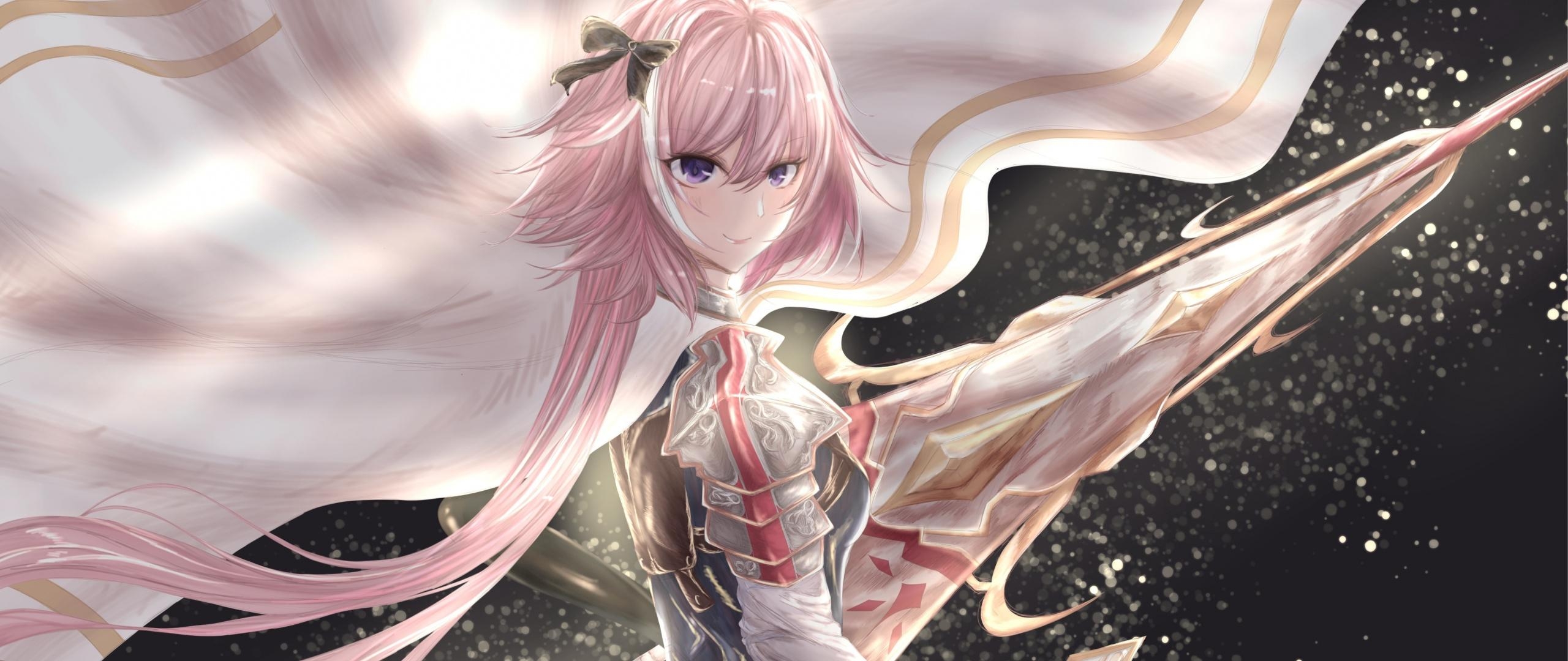 2560x1080 Download  Wallpaper Warrior, Pink Hair, Fate Grand, Dual Screen