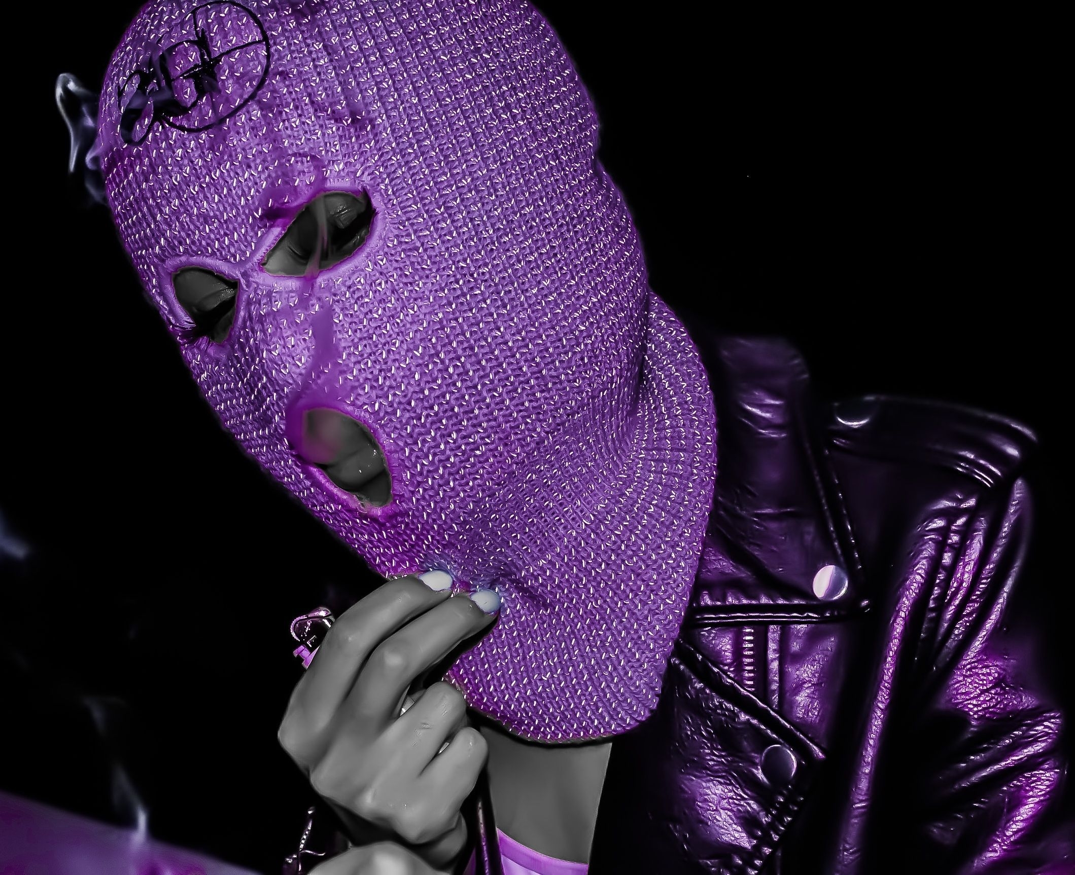 2120x1730 Ski mask, purple, photography. Purple aesthetic, Dark purple aesthetic, Neon girl, Desktop