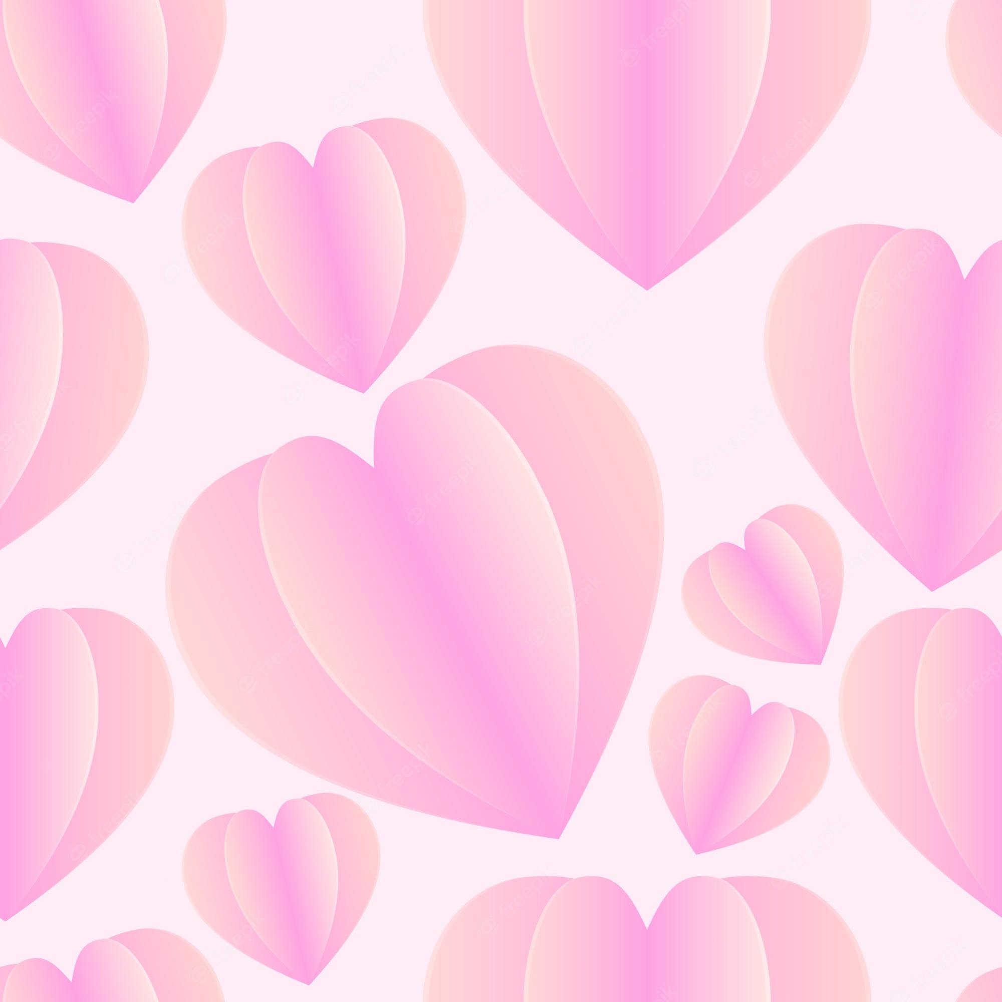 2000x2000 Premium Vector. Geometric seamless pattern pastel pink heart aura glowing in light pink background for love romance, Phone