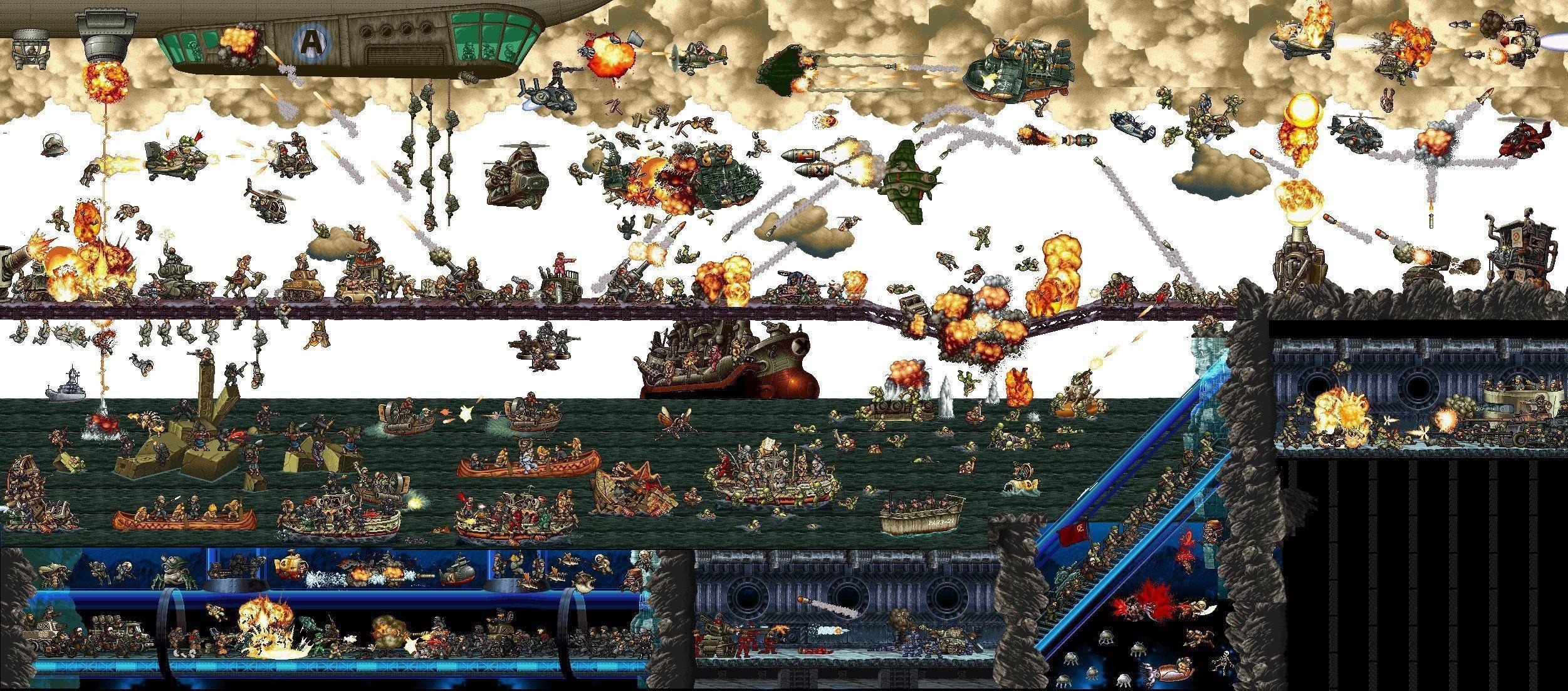 2510x1110 METAL SLUG Metaru Suraggu platform action shooter tps tower, Dual Screen