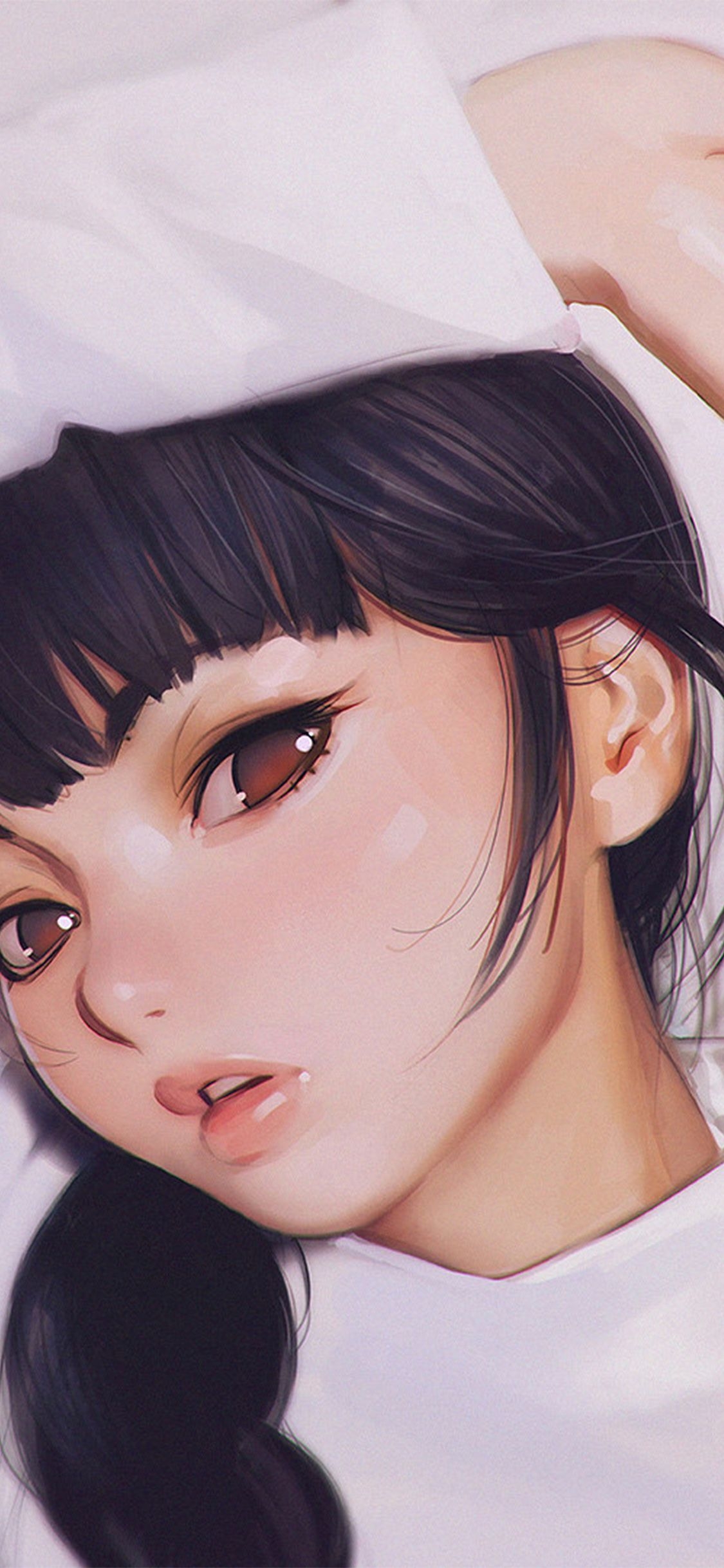 1130x2440 iPhone X wallpaper. ilya kuvshinov anime girl shy cute illustration art, Phone