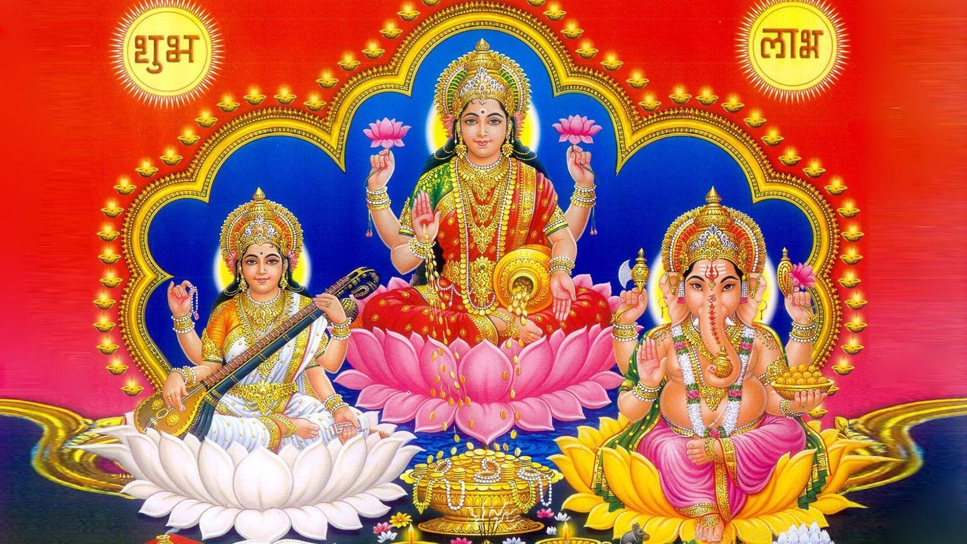 1920x1080 Laxmi Ganesh Saraswati Photo Wallpaper For Deskx1200, Desktop