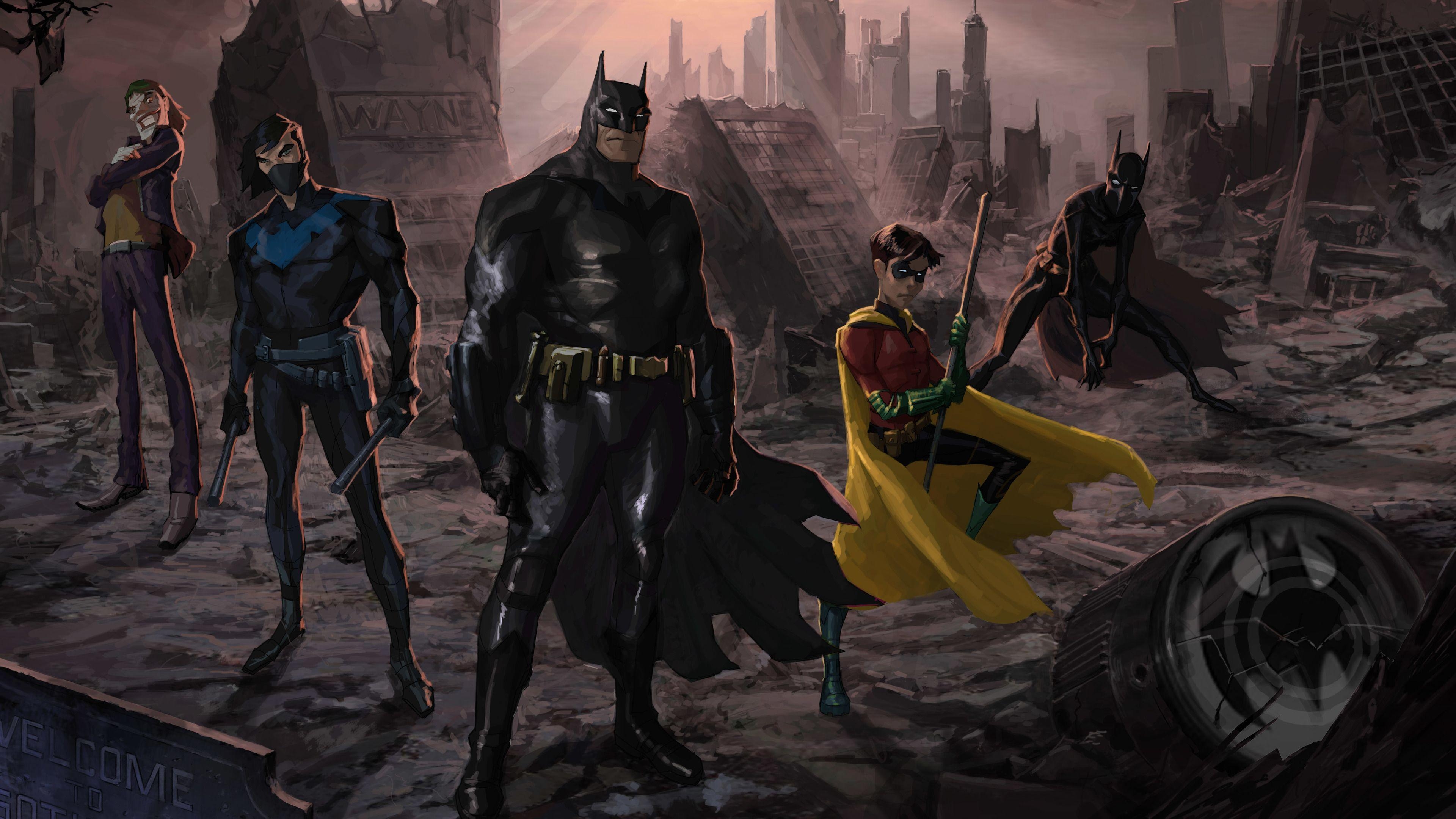 3840x2160 Wallpaper Batman And His Team Artwork 4k Wallpaper, 5k Wallpaper, Desktop