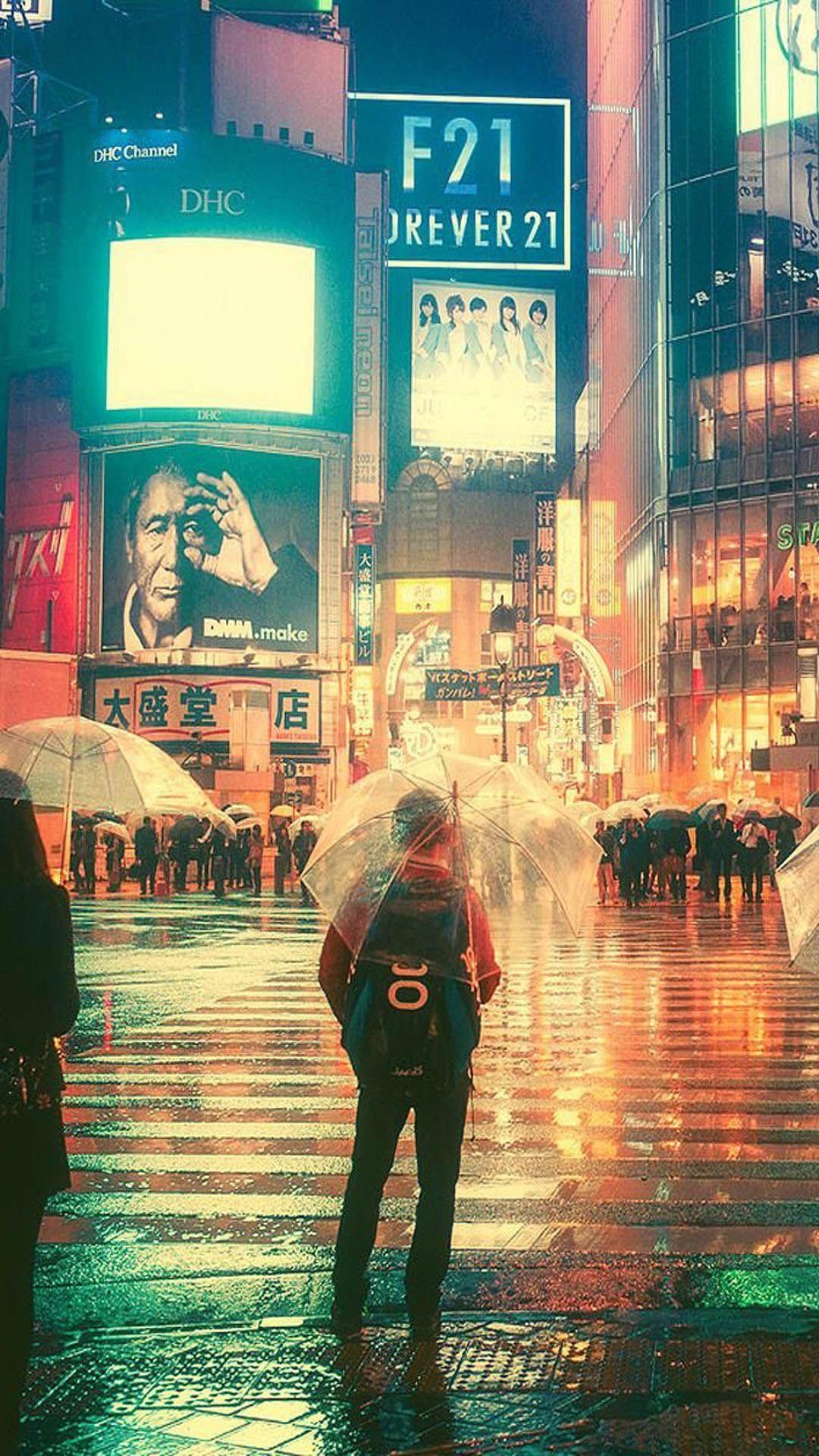 1080x1920 Rainy Night in Tokyo City. Tokyo city, City rain, Rainy wallpaper, Phone