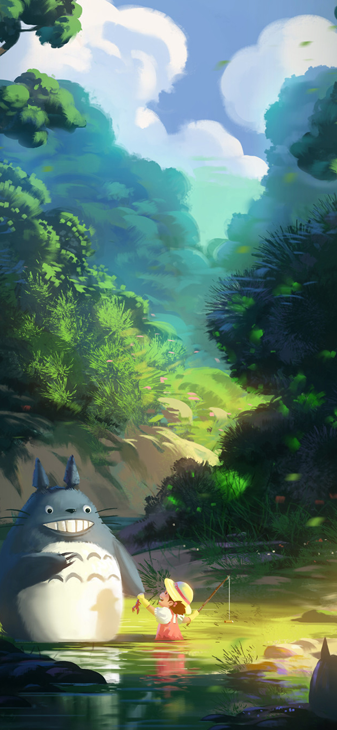 1130x2440 iPhone X wallpaper. totoro anime liang xing illustration art, Phone