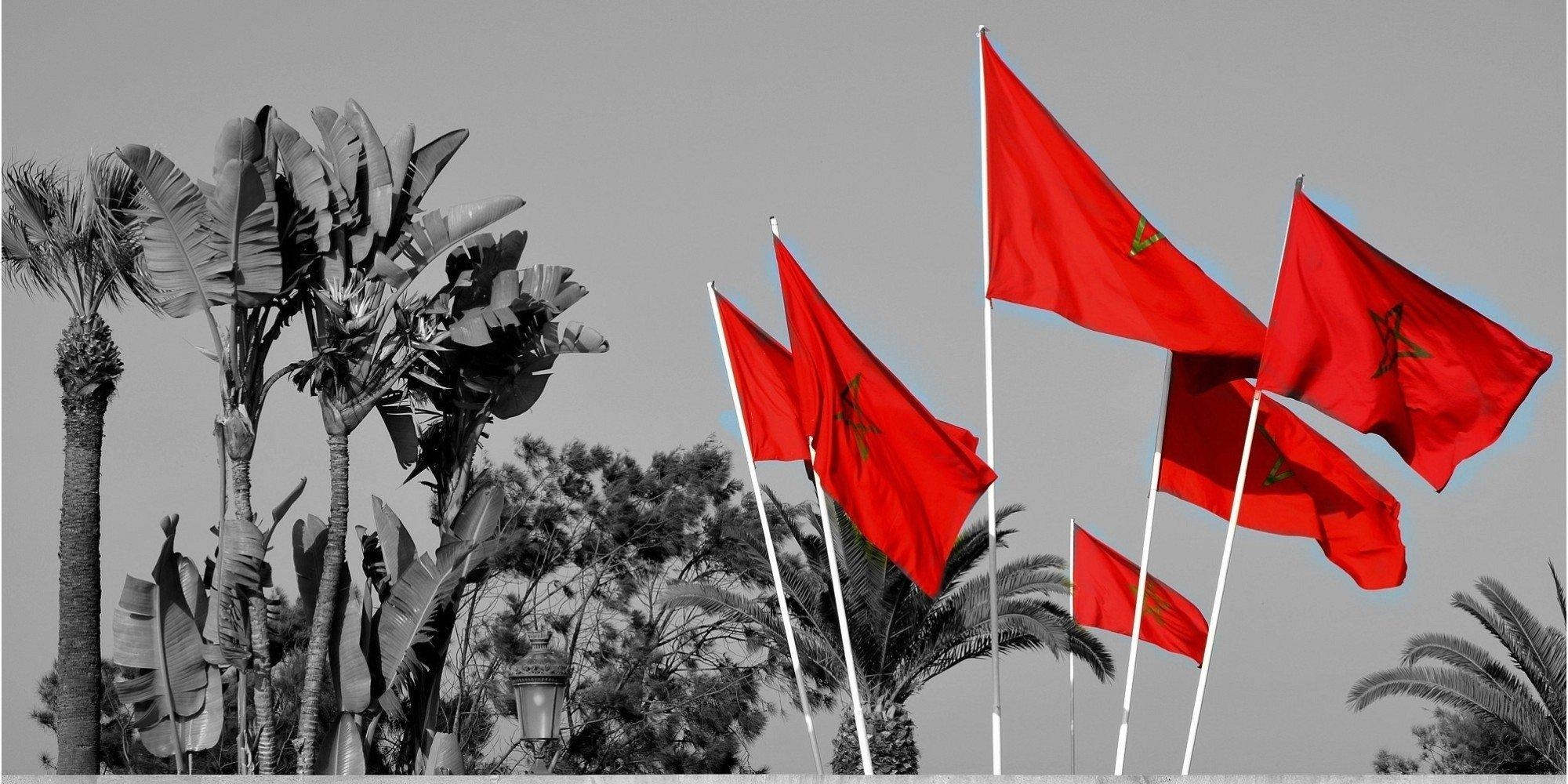 2000x1000 Wallpaper,  px, flag, Morocco, red, selective coloring, Dual Screen