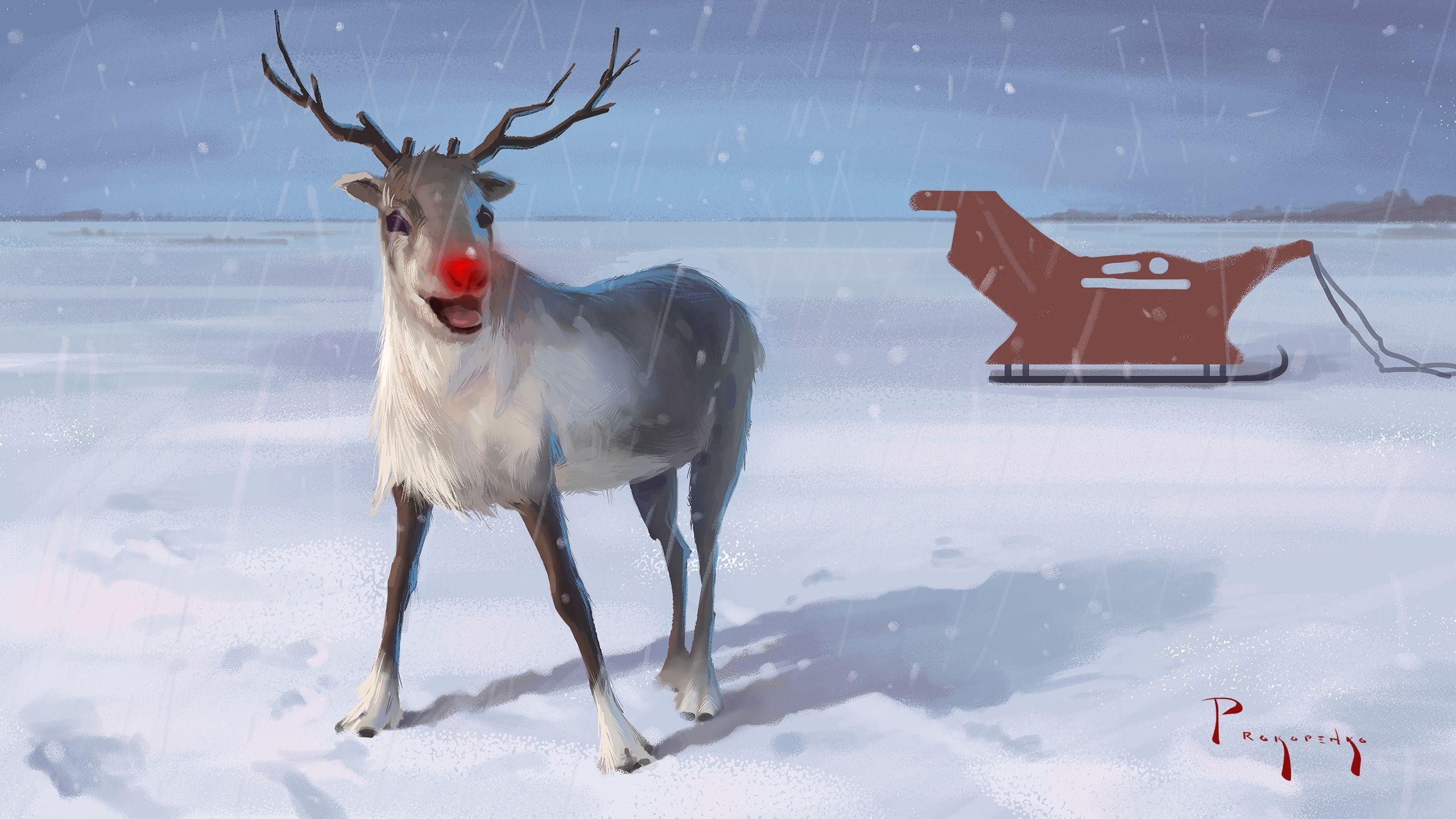 2560x1440 How to Digital Paint Rudolph the Red Nosed Reindeer, Desktop