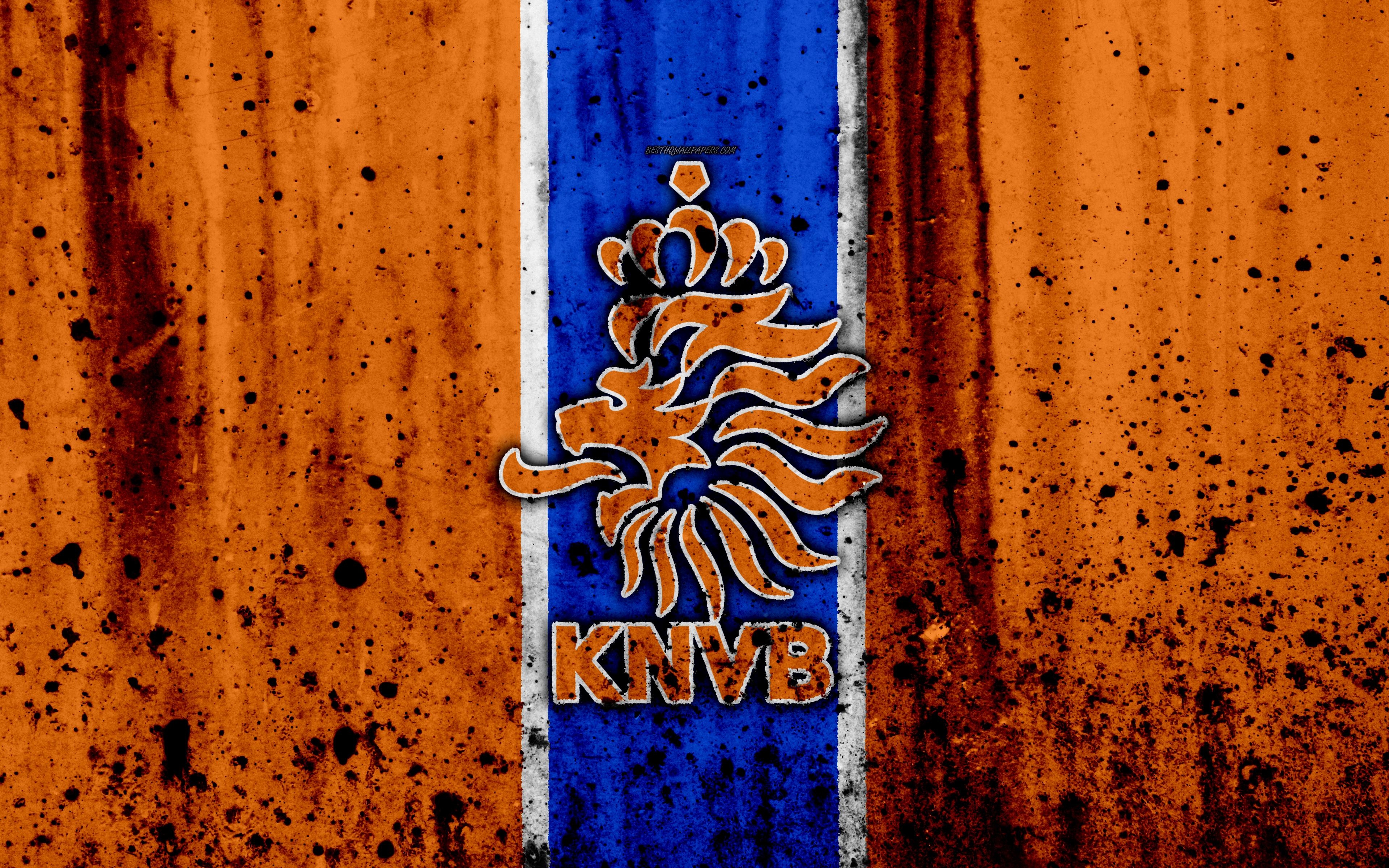 3840x2400 Download wallpaper Netherlands national football team, 4k, logo, Desktop