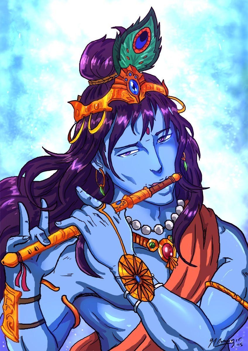 850x1200 My Anime Style Krishna Portrait. Anime style, Krishna, Krishna radha painting, Phone