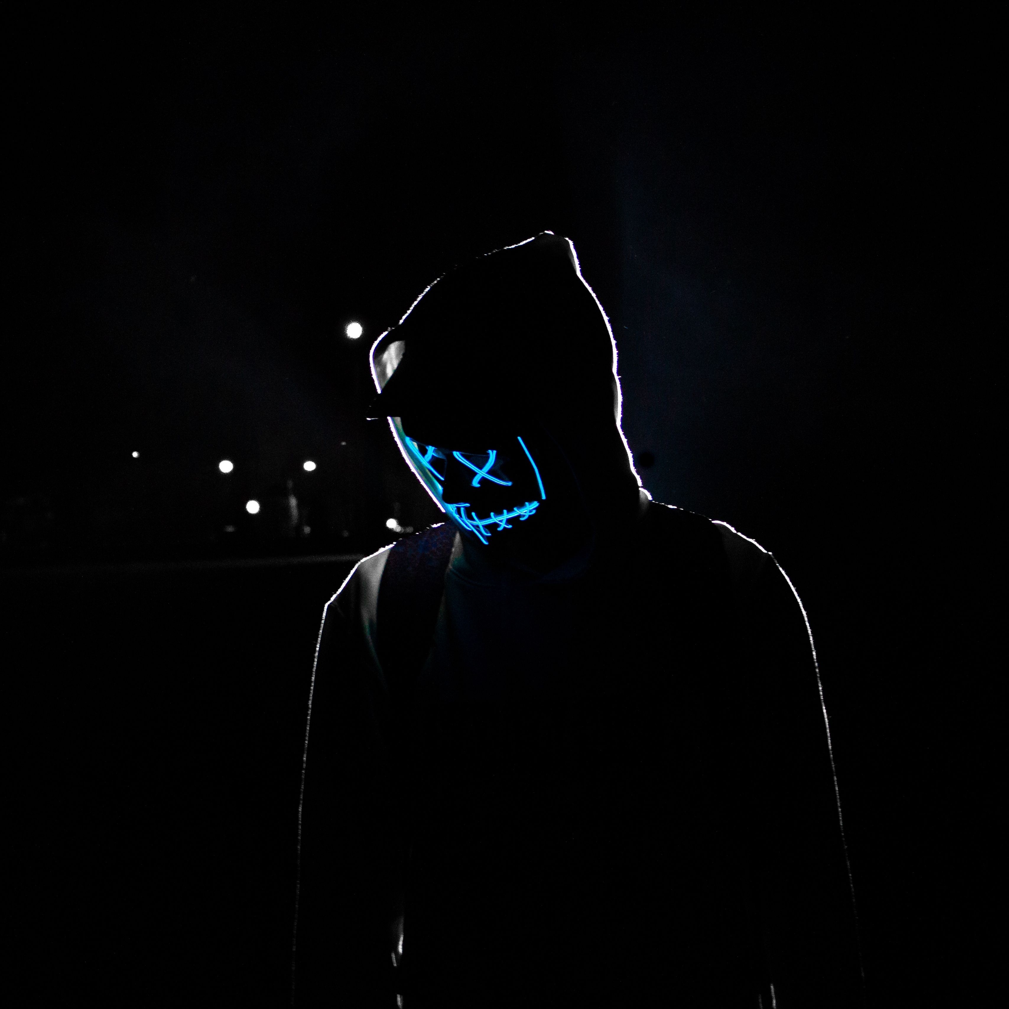 3420x3420 Neon Mask Wallpaper, Phone