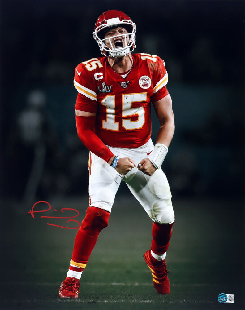 800x1000 PATRICK MAHOMES SIGNED KANSAS CITY CHIEFS SUPER BOWL LIV SCREAM 16x20 PHOTO BAS, Phone