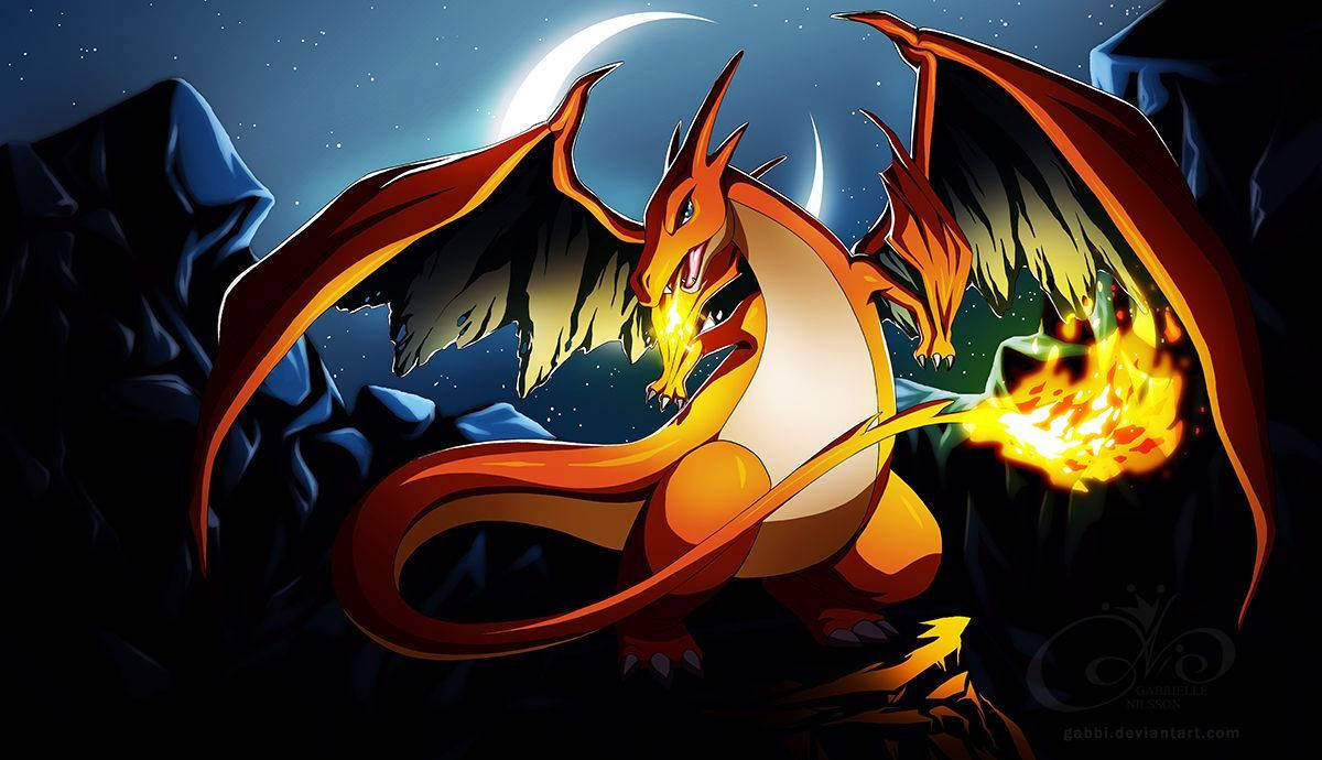 1200x690 Download Charizard At Night Wallpaper, Desktop