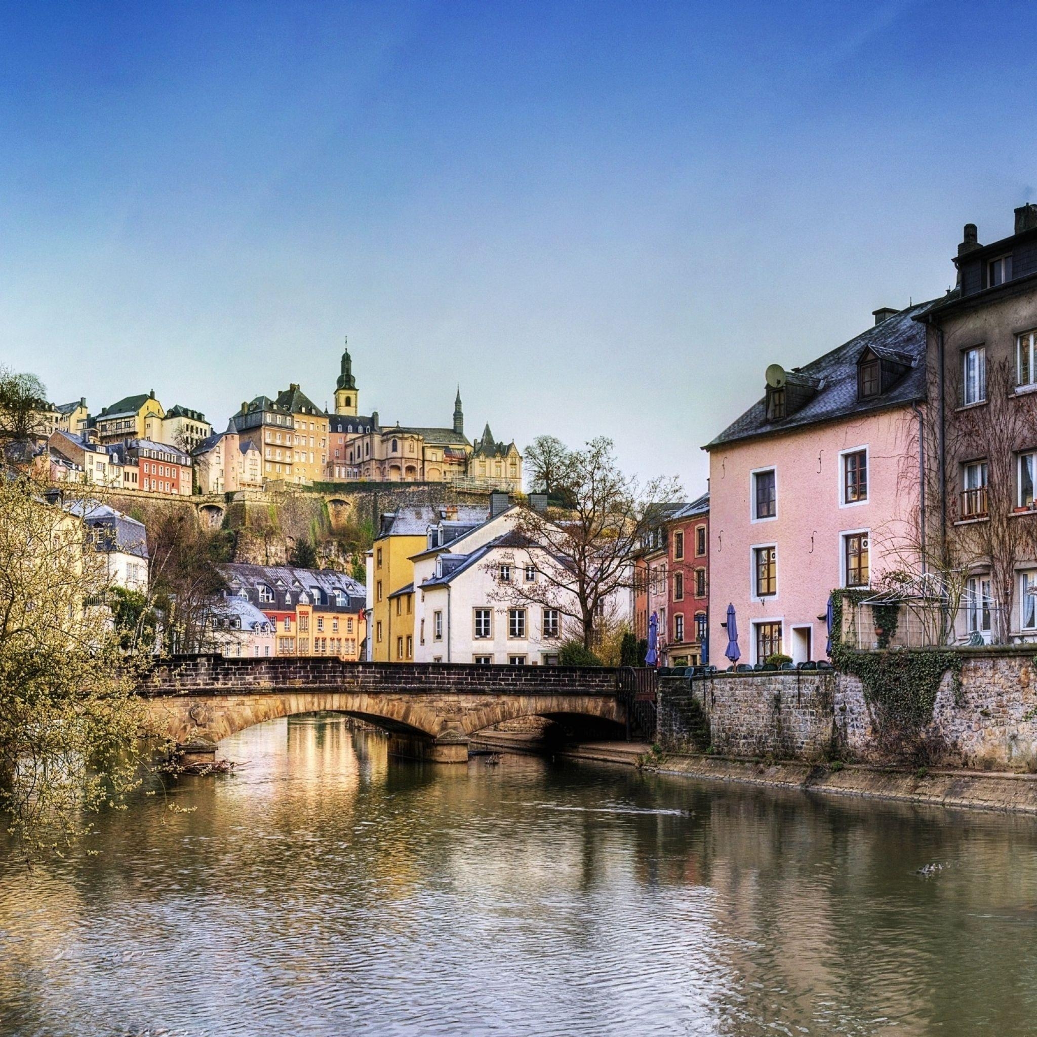 2050x2050 Download Wallpaper  Luxembourg, Day, Bridges, Buildings, Phone