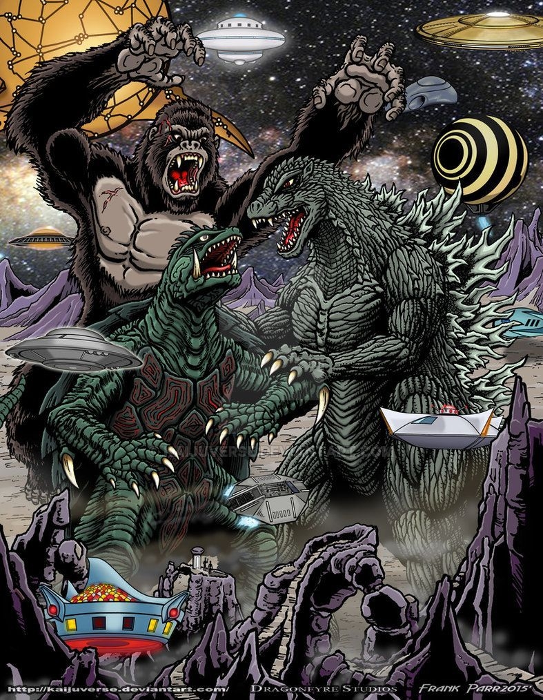 790x1020 Kong vs godzilla vs gamera. Godzilla, Kaiju art, Phone