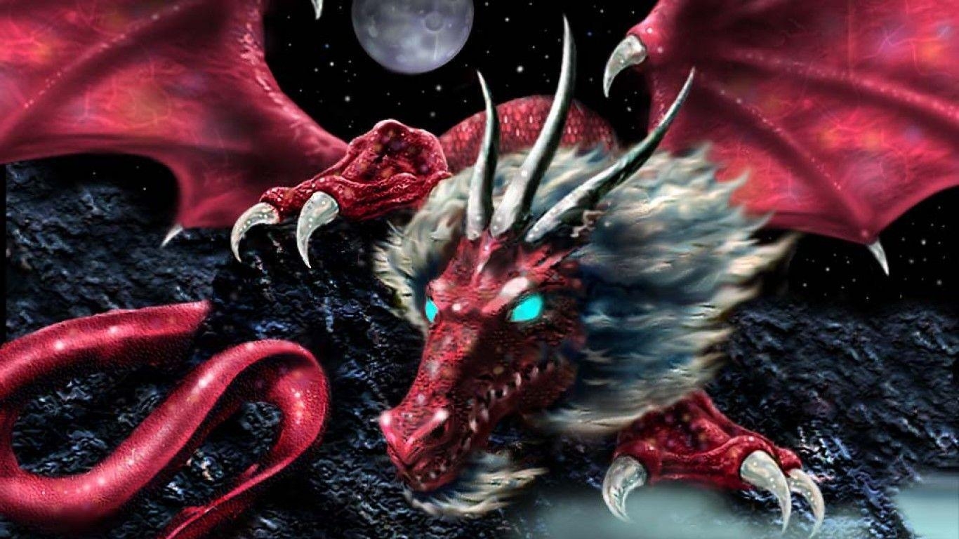 1370x770 Red Dragon Wallpaper, Desktop