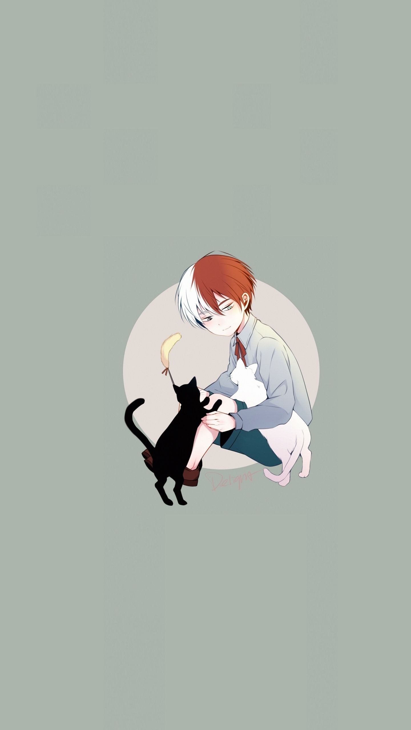 1440x2560 Download Cute, kid, Shouto Todoroki and kittens, art wallpaper, Phone