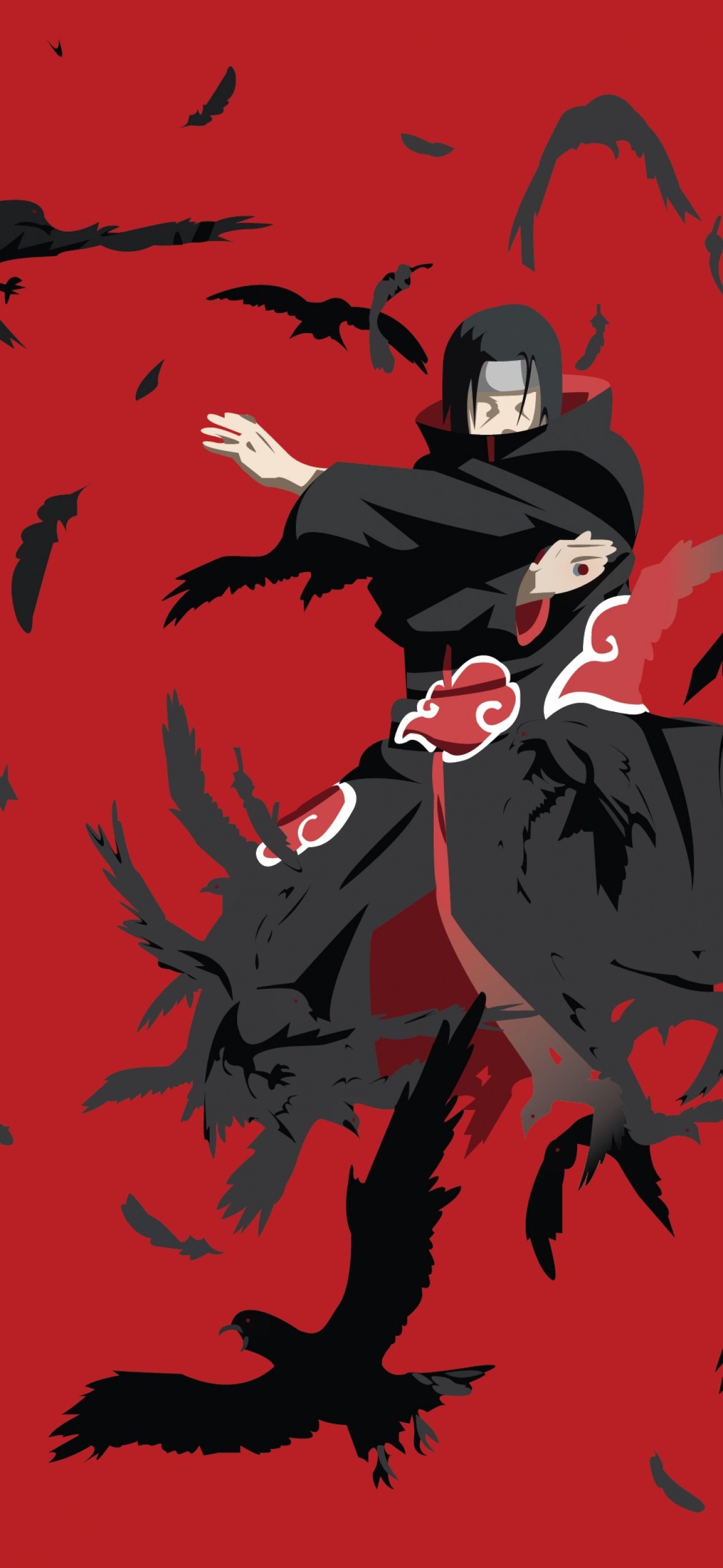 1290x2800 Itachi Uchiha Wallpaper 4K, Naruto, Red background, Anime, Phone