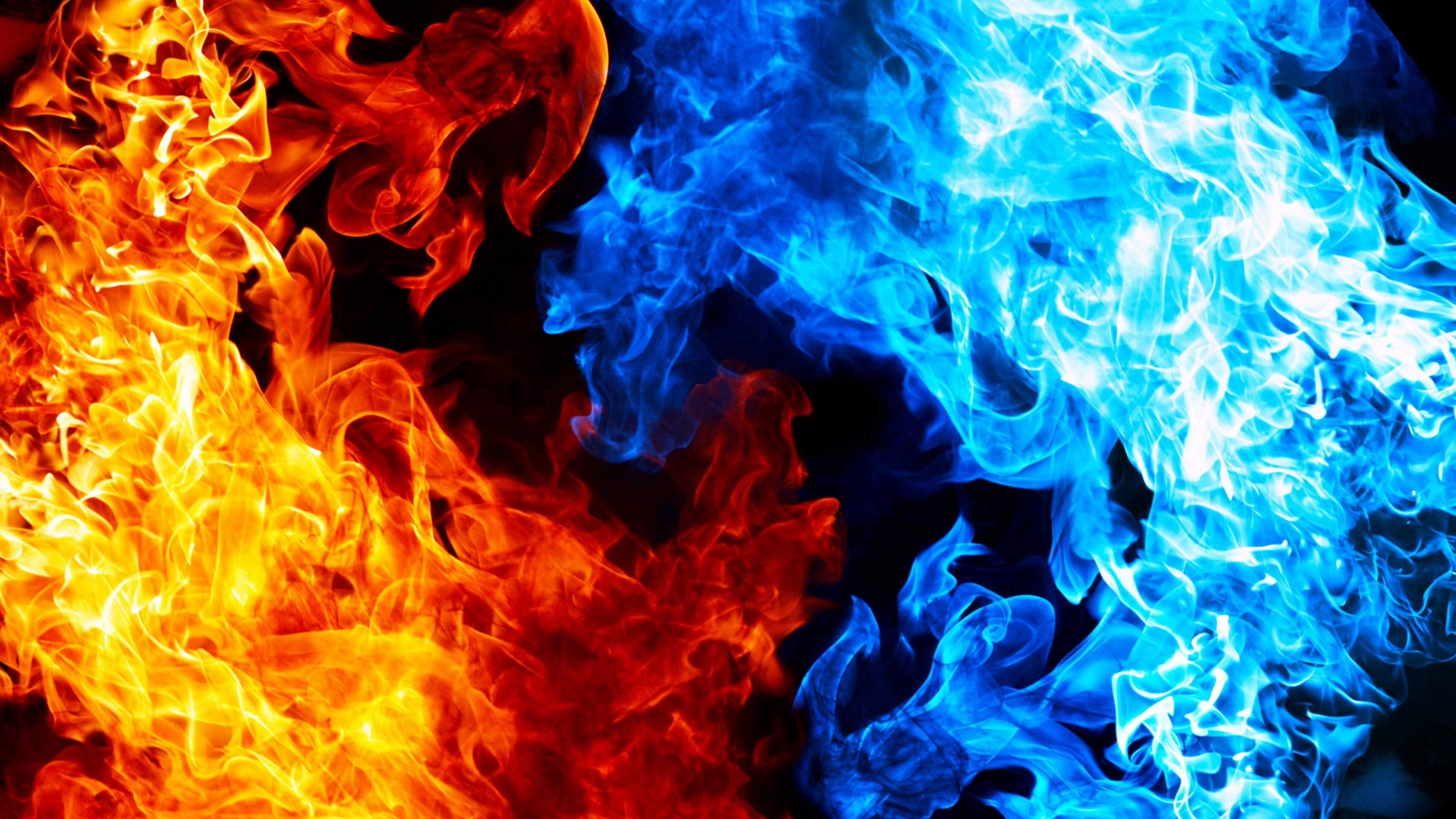 3840x2160 Blue And Red Fire 4K wallpaper, Desktop