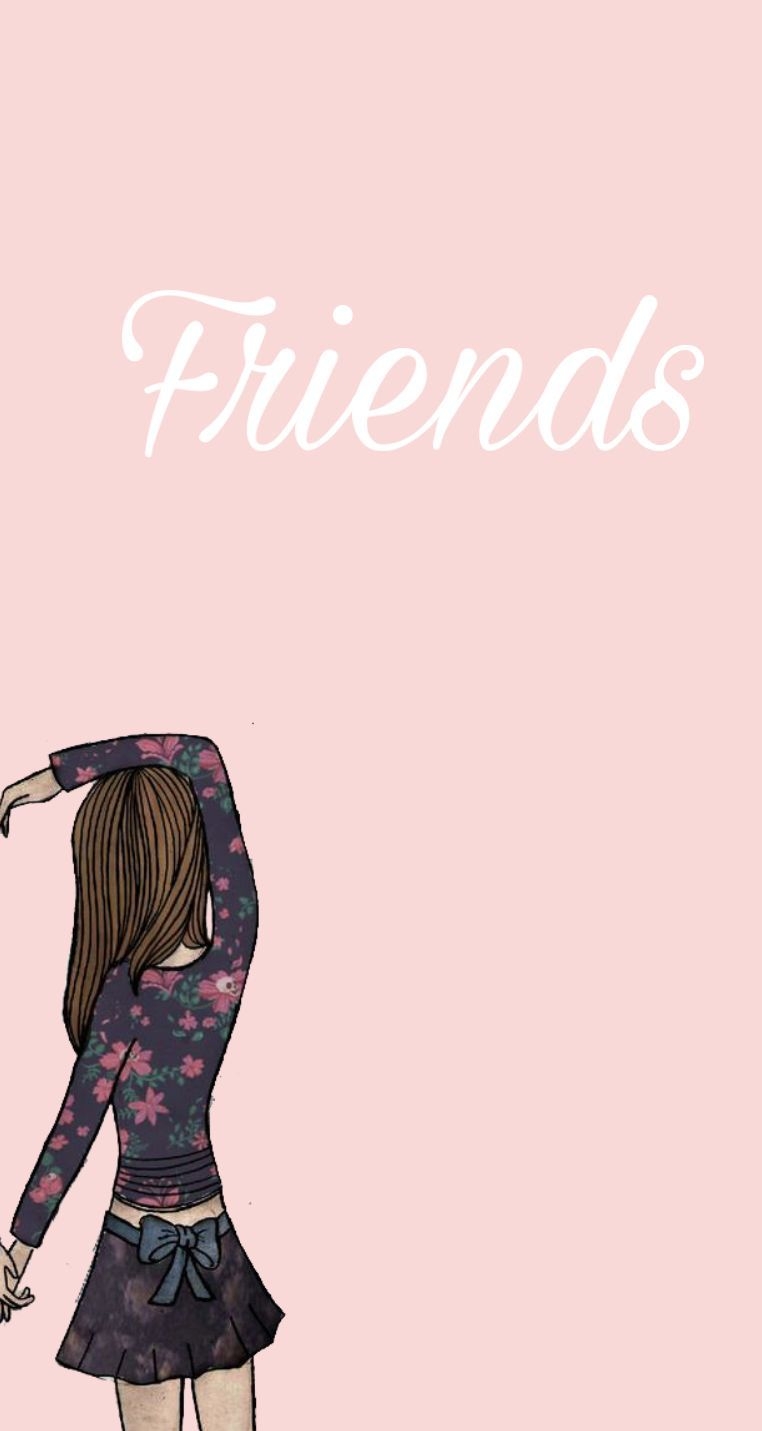 770x1440 Other half of the best friends cute pink wallpaper for iPhone. Friends wallpaper, Best friends cartoon, Best friend wallpaper, Phone