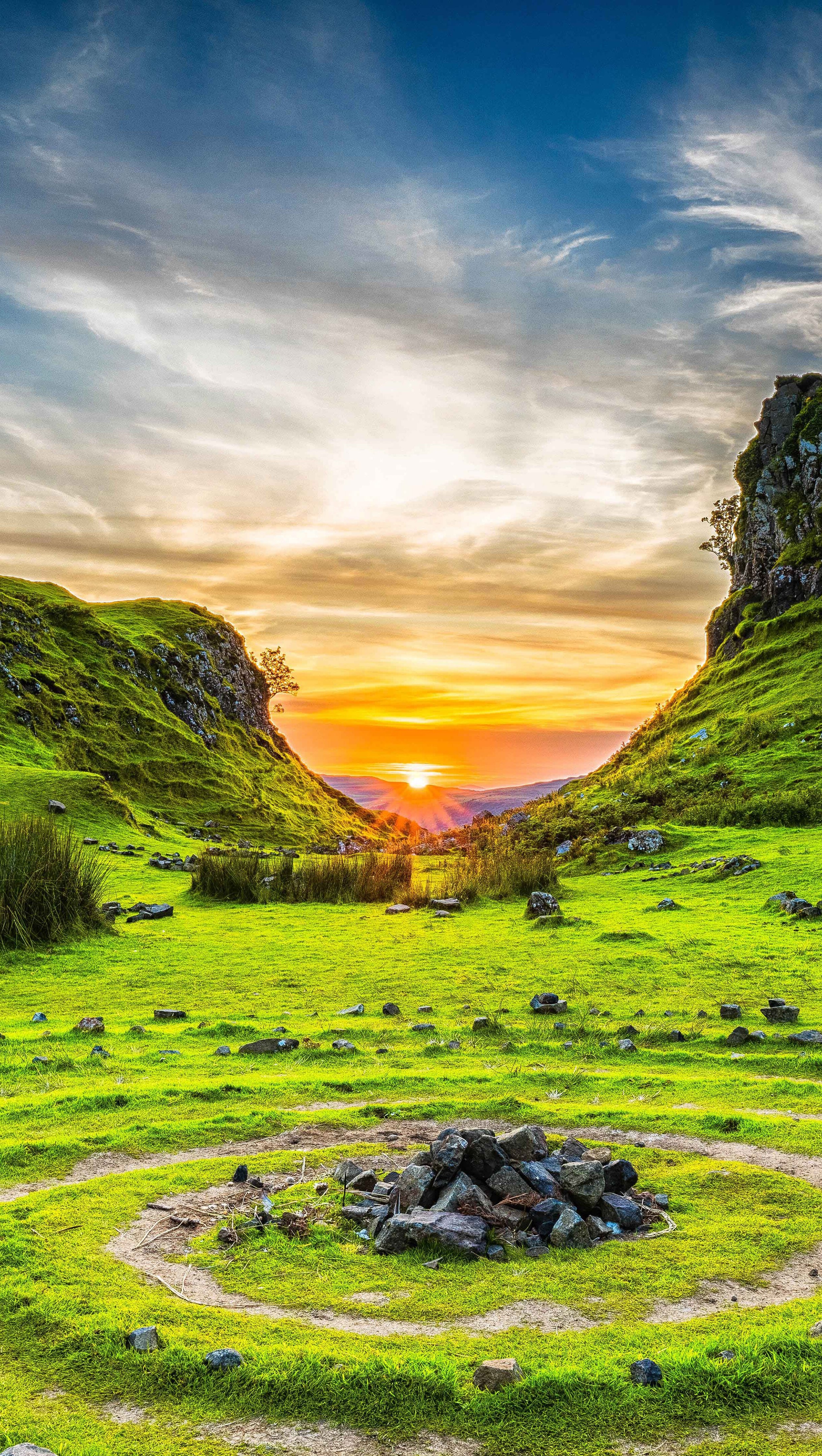 2440x4320 Sunrise in the contryside of the United Kingdom Wallpaper 8k Ultra HD, Phone