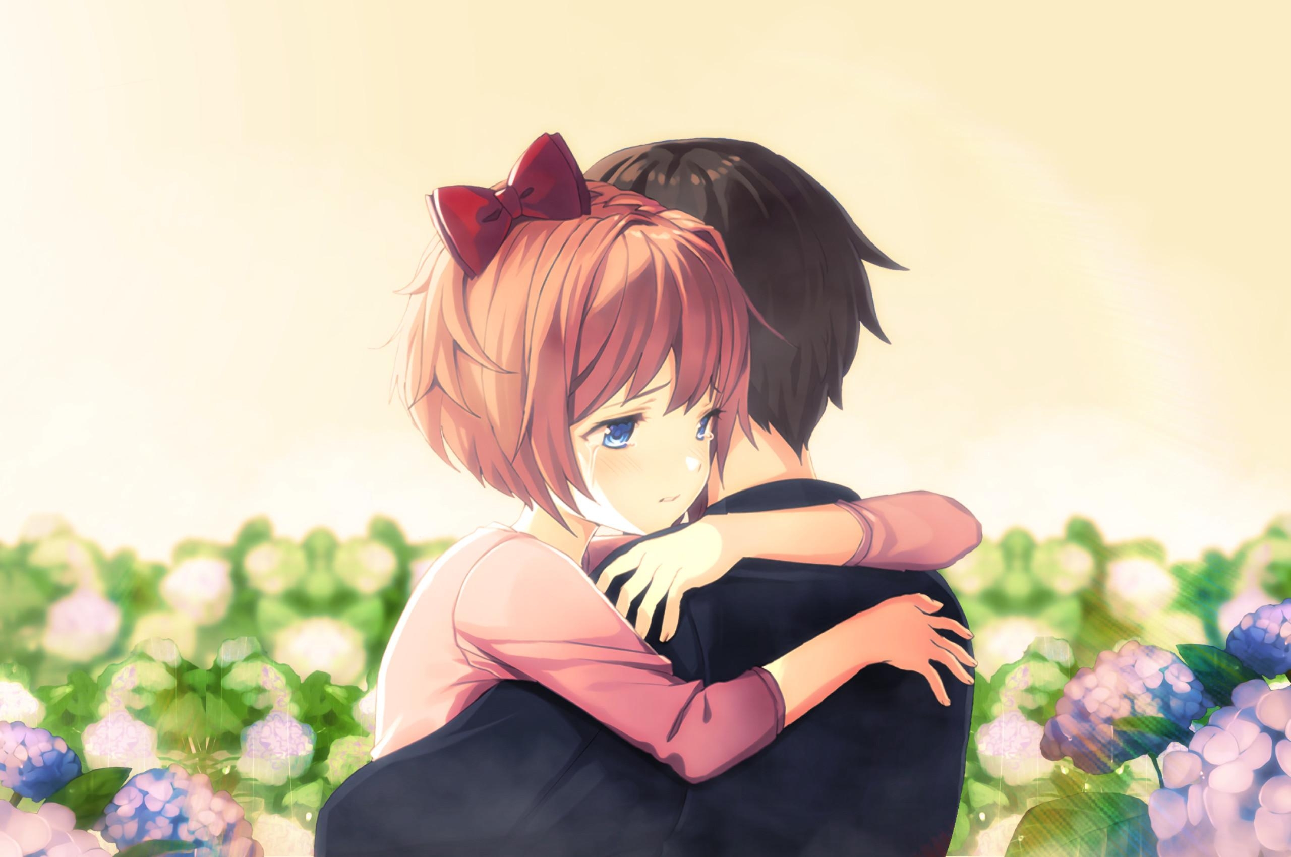 2560x1700 Cute Anime Couple Hug Chromebook Pixel HD 4k Wallpaper, Desktop