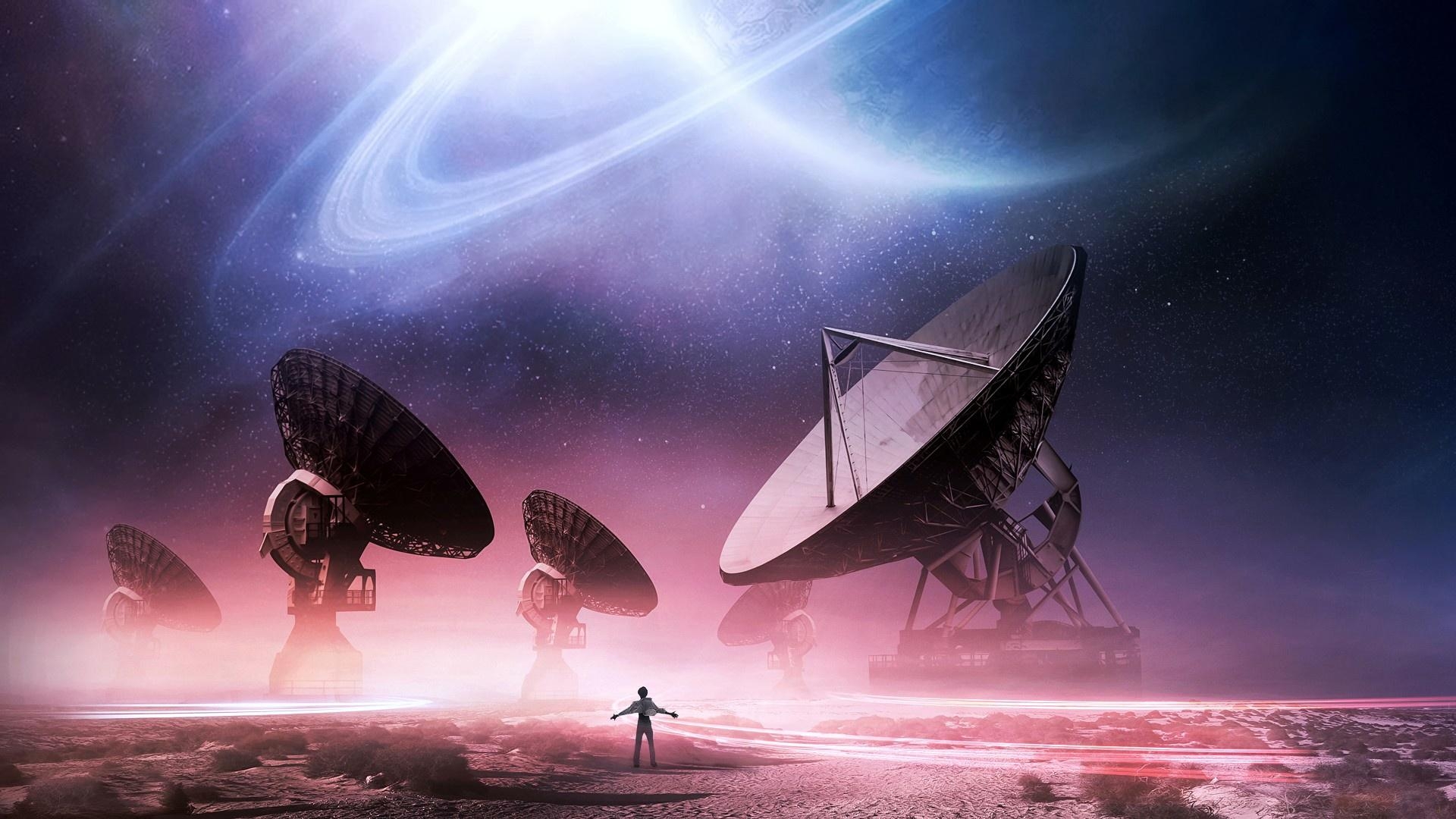 1920x1080 Wallpaper Radio telescopes, space exploration  Full HD 2K, Desktop