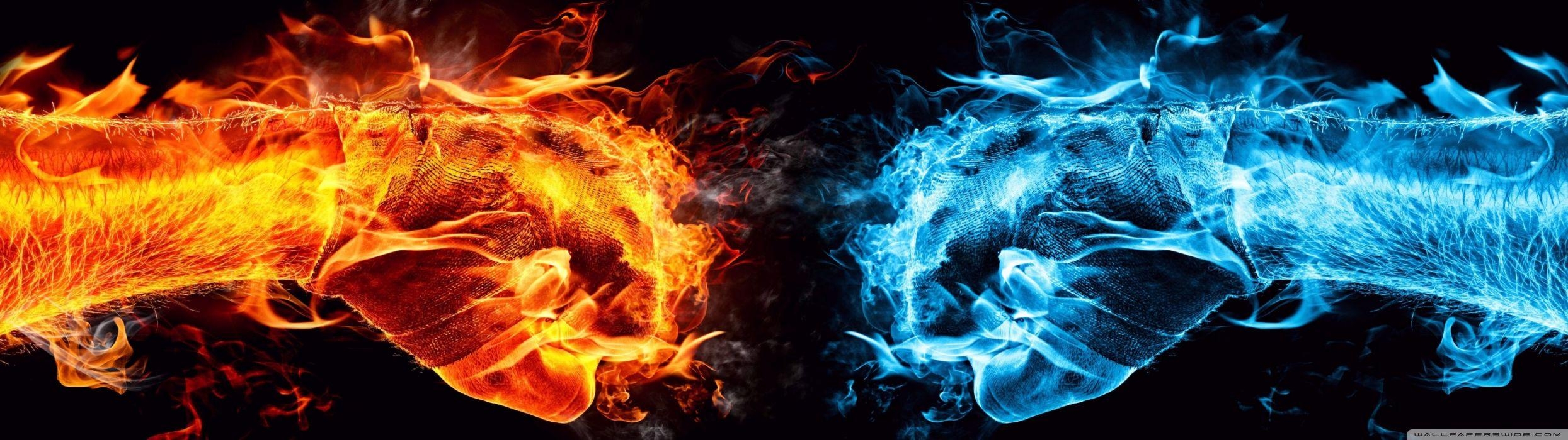 2490x700 Flame Wallpaper, Dual Screen