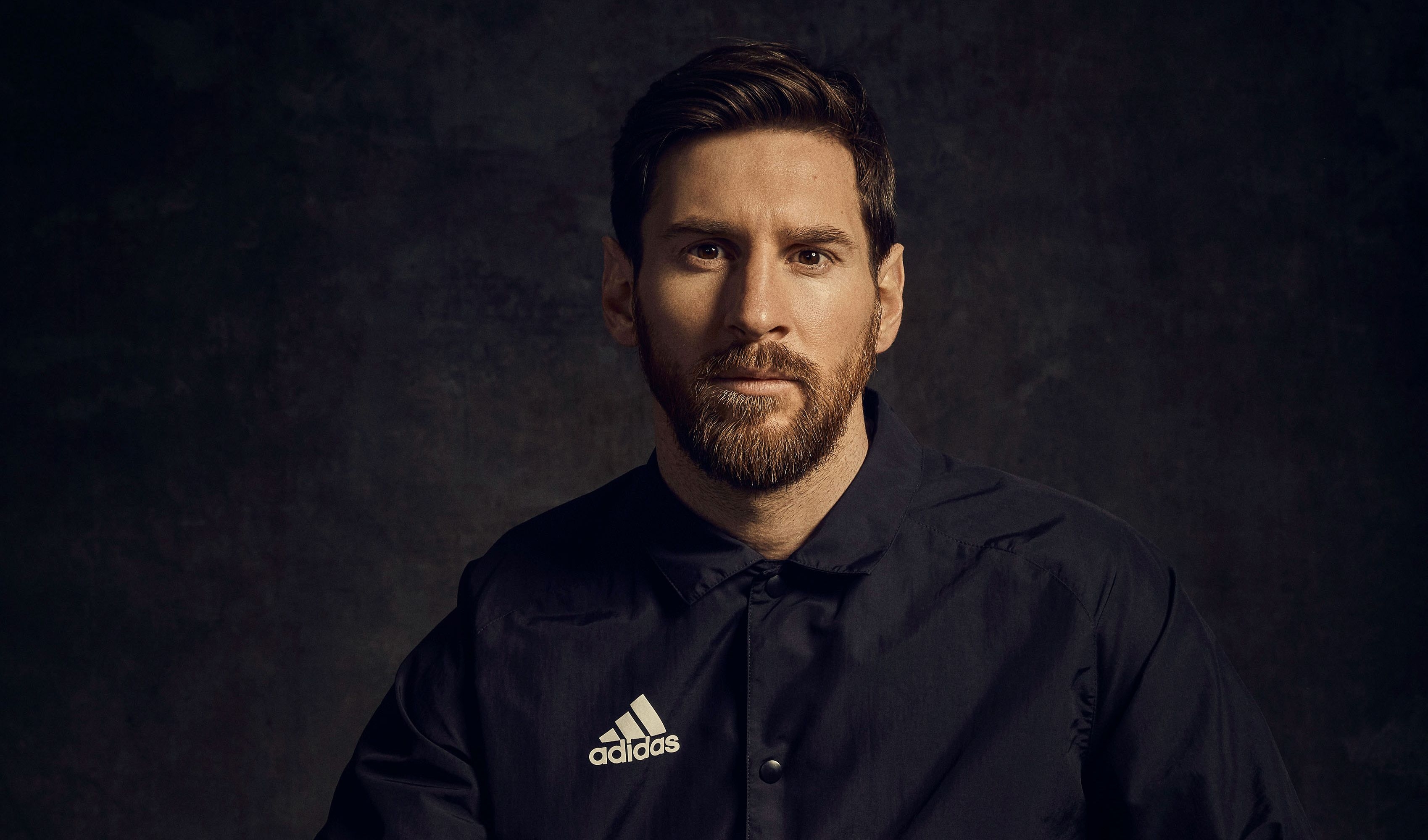 3400x2000 Wallpaper Lionel Messi, 4K, Black Dark, Desktop