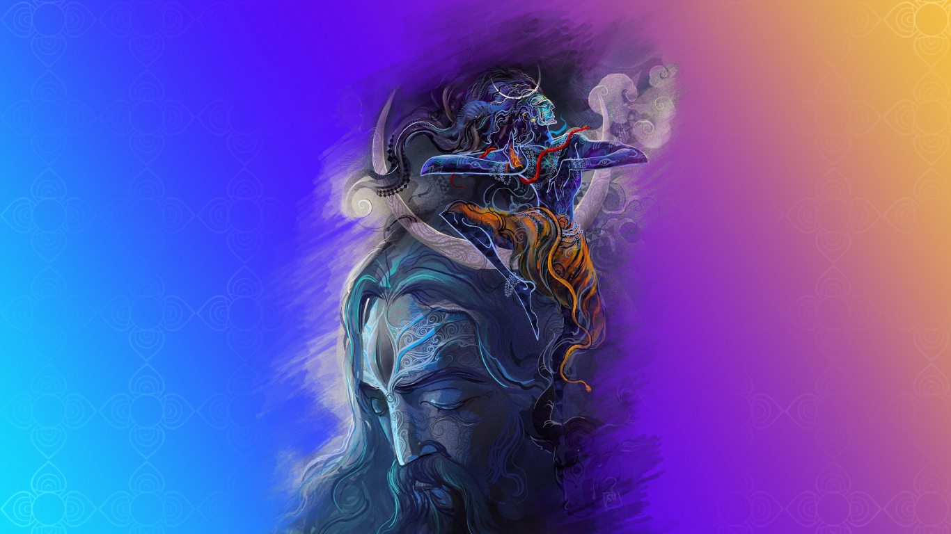 1370x770 Download lord shiva, god mahadev, digital art  wallpaper, tablet, laptop,  HD image, background, 4474, Desktop