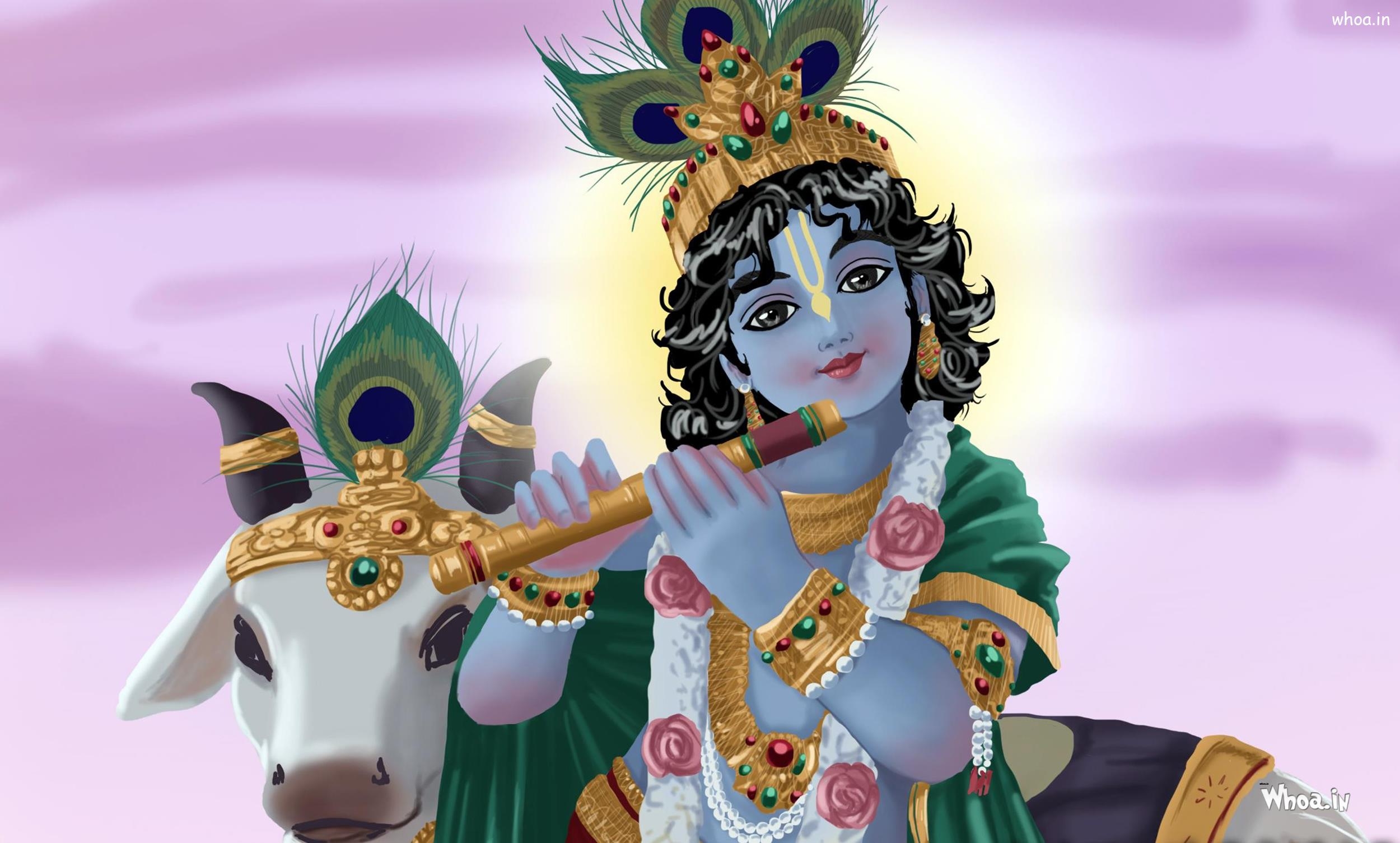 2500x1510 Lord Bal Krishna Playing Flute HD Wallpaper, Desktop