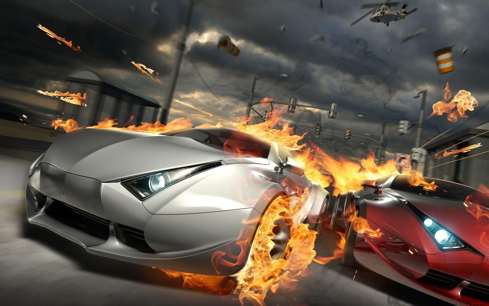 1680x1050 Destructive Car Race Wallpaper, Desktop