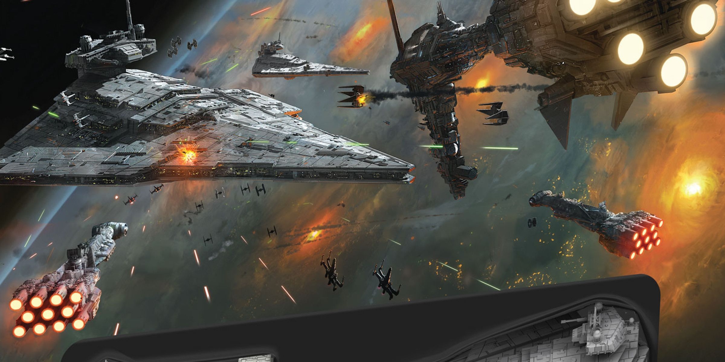 2400x1200 Star Wars Space Battle Background, Dual Screen