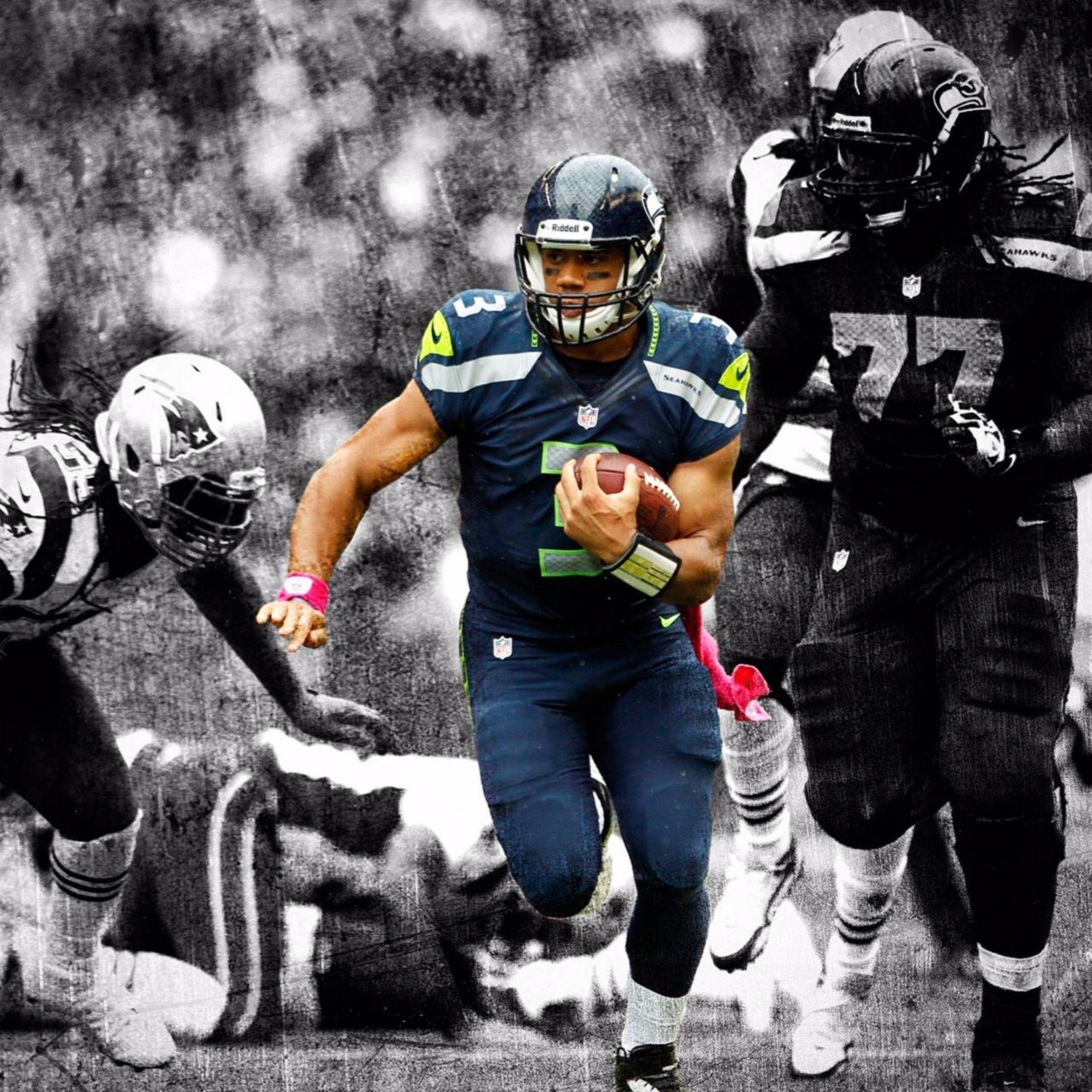 2050x2050 Black and White 4K Russell Wilson Wallpaper. Free 4K Wallpaper, Phone