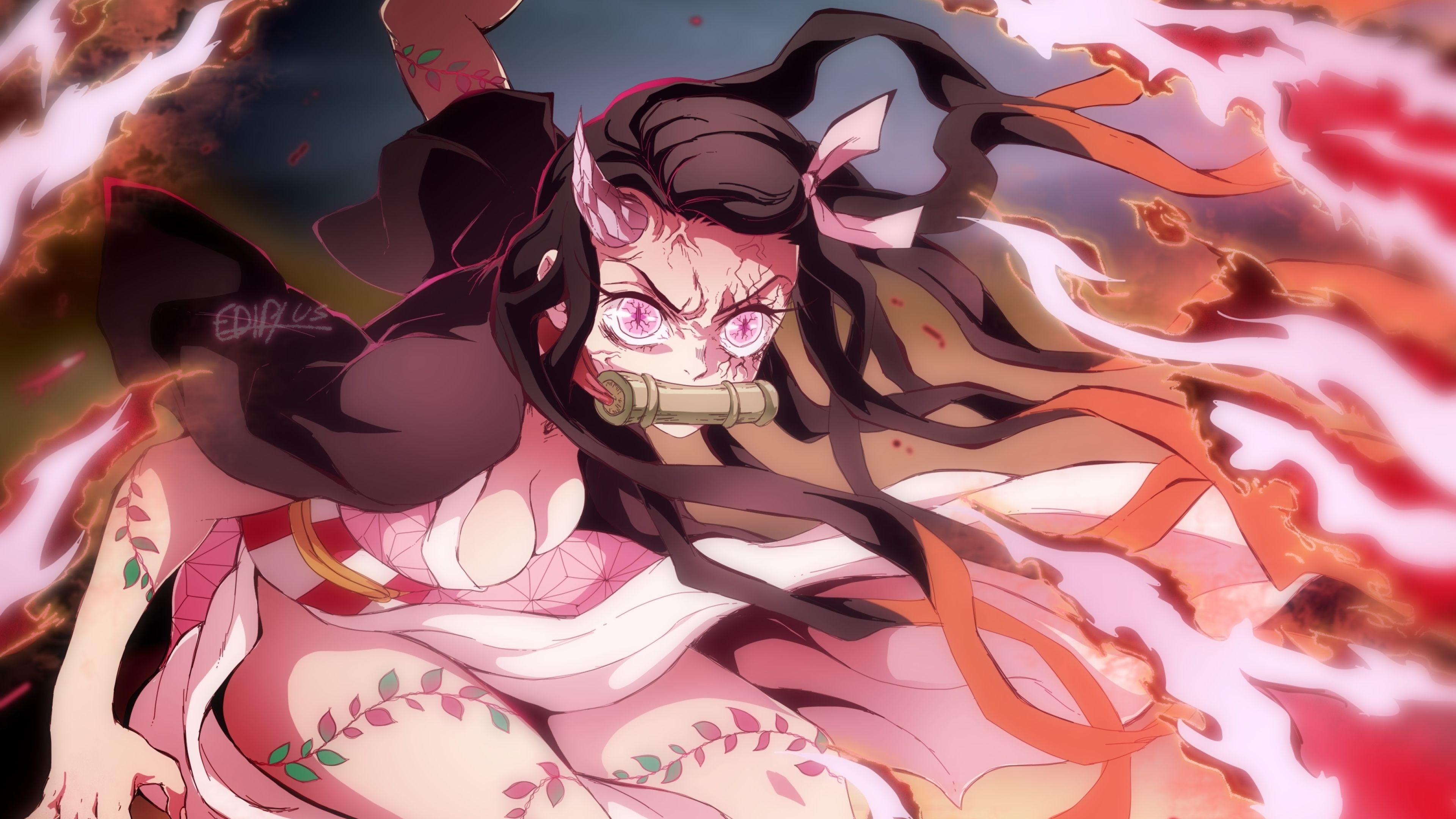 3840x2160 Nezuko Kamado Angry Art 4K Wallpaper, HD Artist 4K Wallpaper, Image, Photo and Background, Desktop