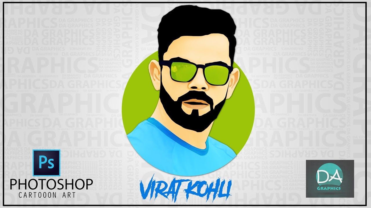 1280x720 Cartoon vector art portrait of virat kohli in photohop speed art, Desktop