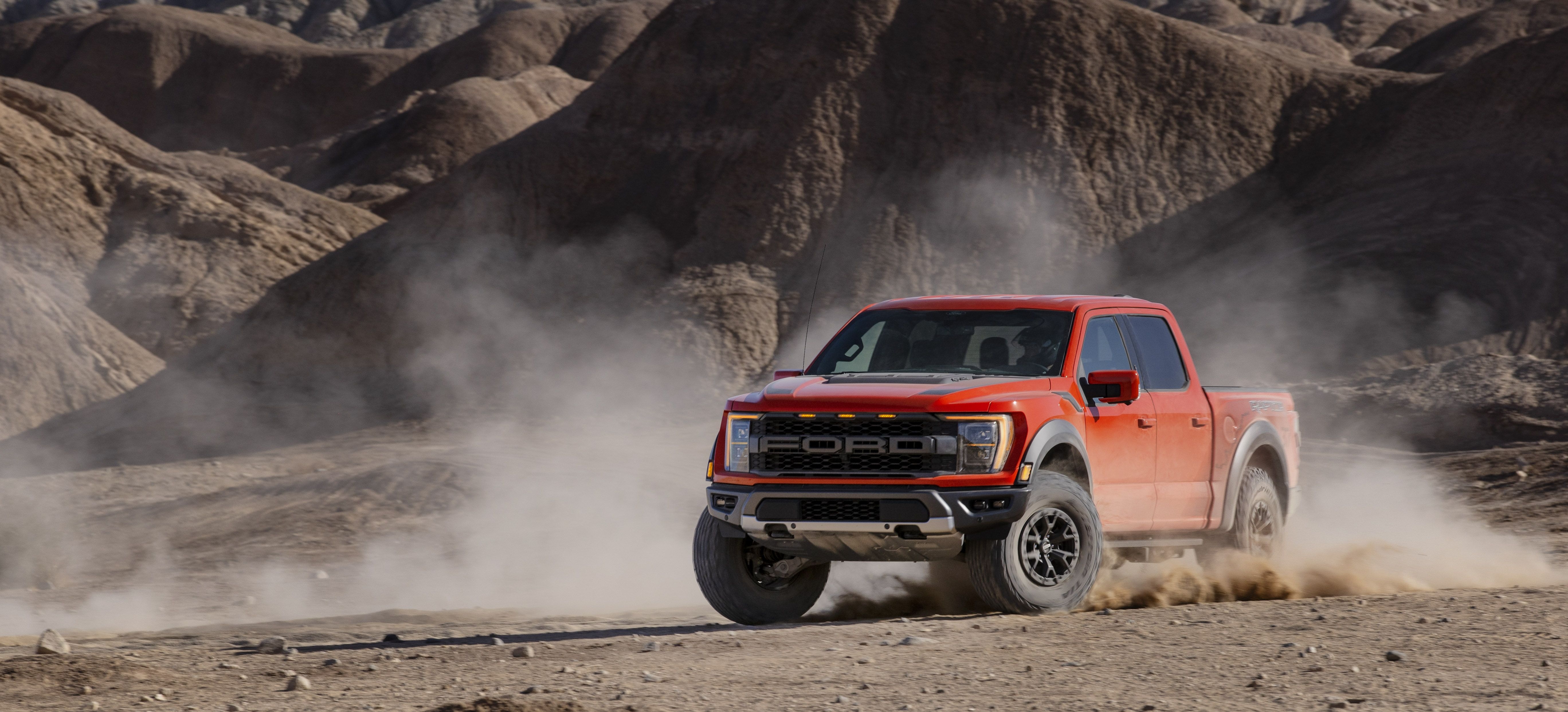 5480x2490 The Ford F 150 Raptor Jumps Into Its, Dual Screen